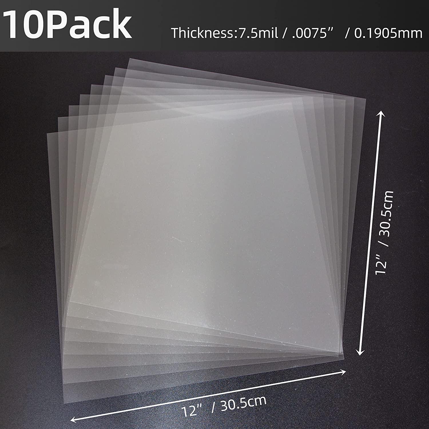 7.5Mil Blank Mylar Sheet (10 Pack), 12 X 12 Clear Plastic Sheet, Clear ...