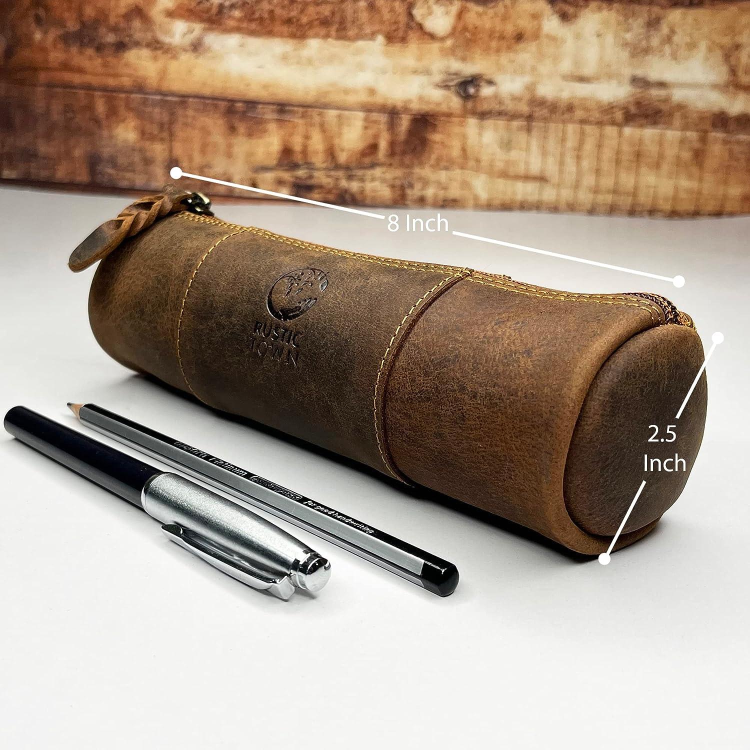 Vintage PU Leather Roll Up Pencil Case Classic Brown Foldable Pouch For  Paint Brush School Accessories College And Art WorkPurple