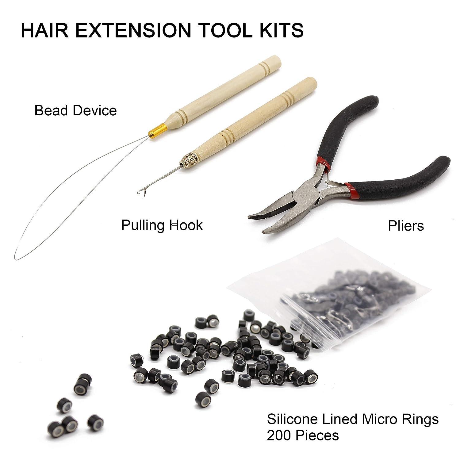 Hair Extension Tools Kit, Bead Device Tool, 1pc Curved Tip Hair