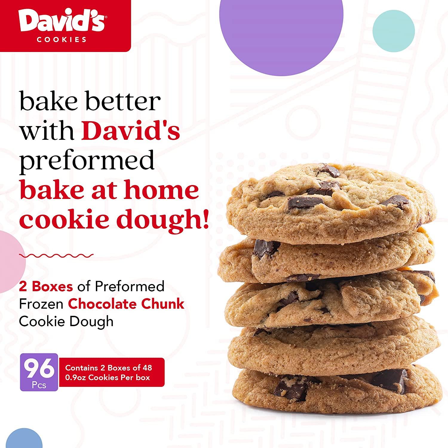 David's Cookies 90-piece Gourmet Chocolate Chunk Frozen Cookie Dough