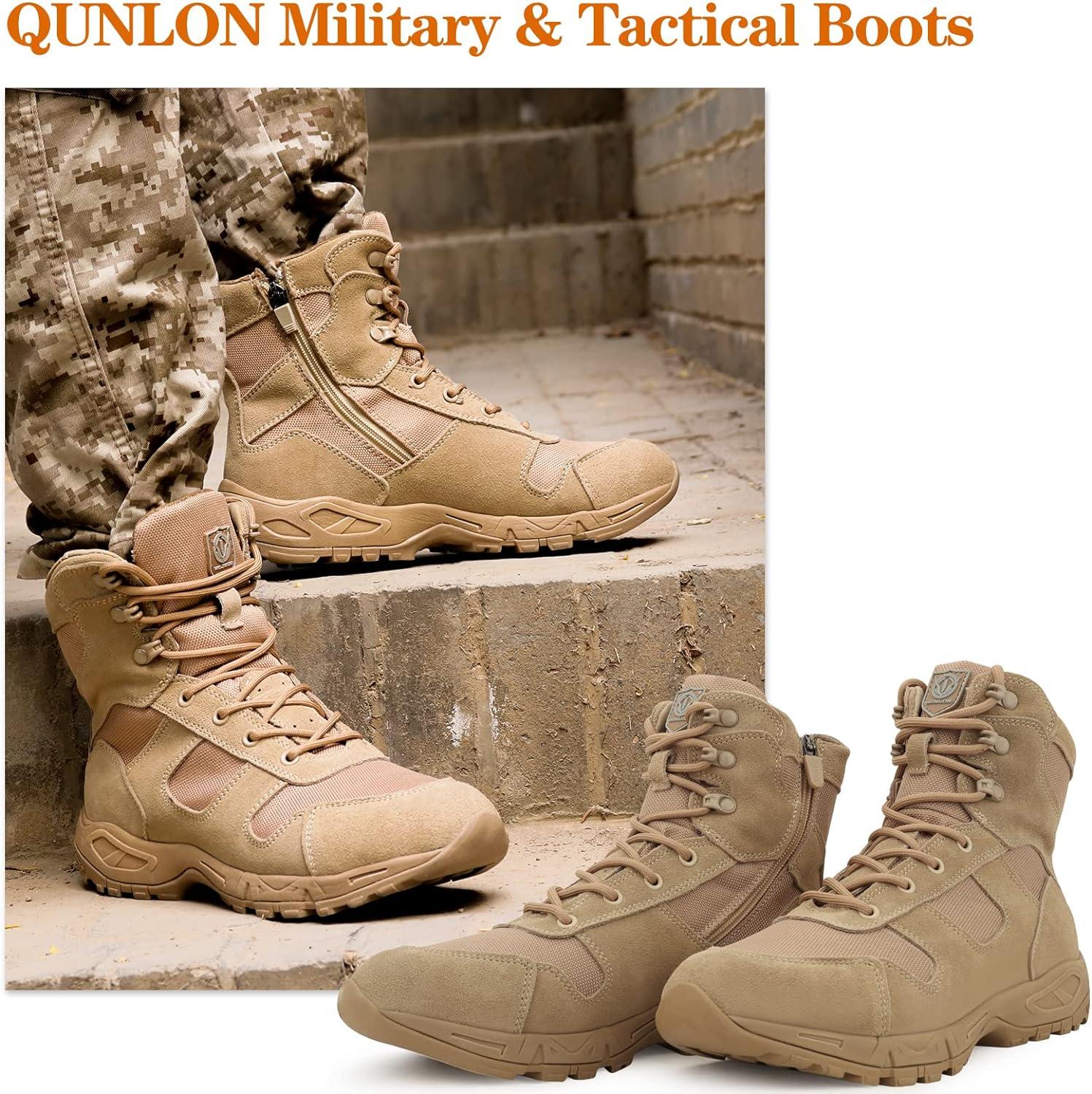 Men's 8 Inches Military Tactical Work Boots Side Zipper Lightweight Army  Combat Boots Durable Outdoor Work Boots Desert Boots