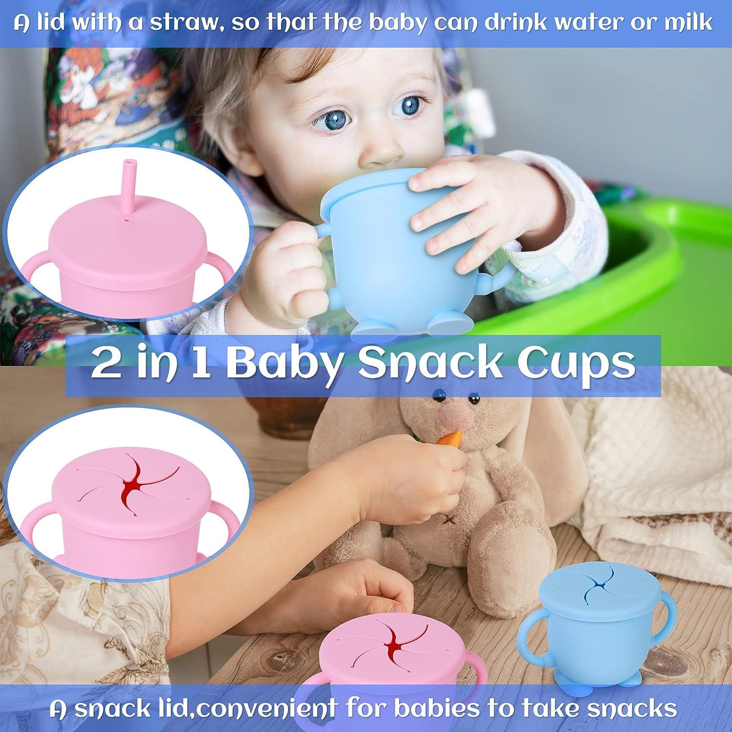 New 2Pcs Snack Cups for Toddlers No Spill Silicone Snack Cup