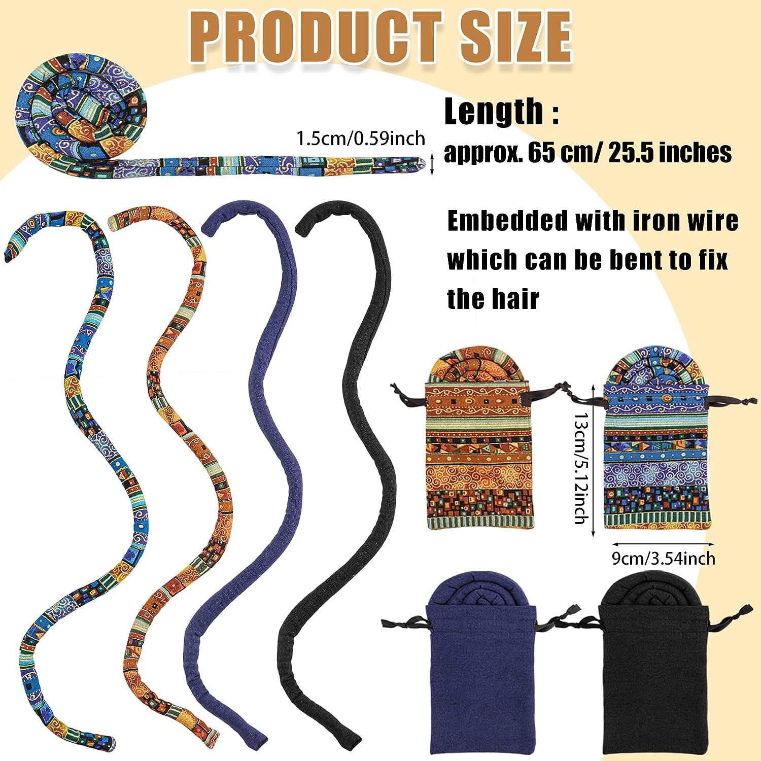 4 PCS Spiral Lock Hair Tie with 4 Bags Colorful Dreadlock Hair Ties Long  Bendable Dread Bands Bohemian Ponytail Holders Loc Hair Accessories for  Women Men Thick Curly Hair