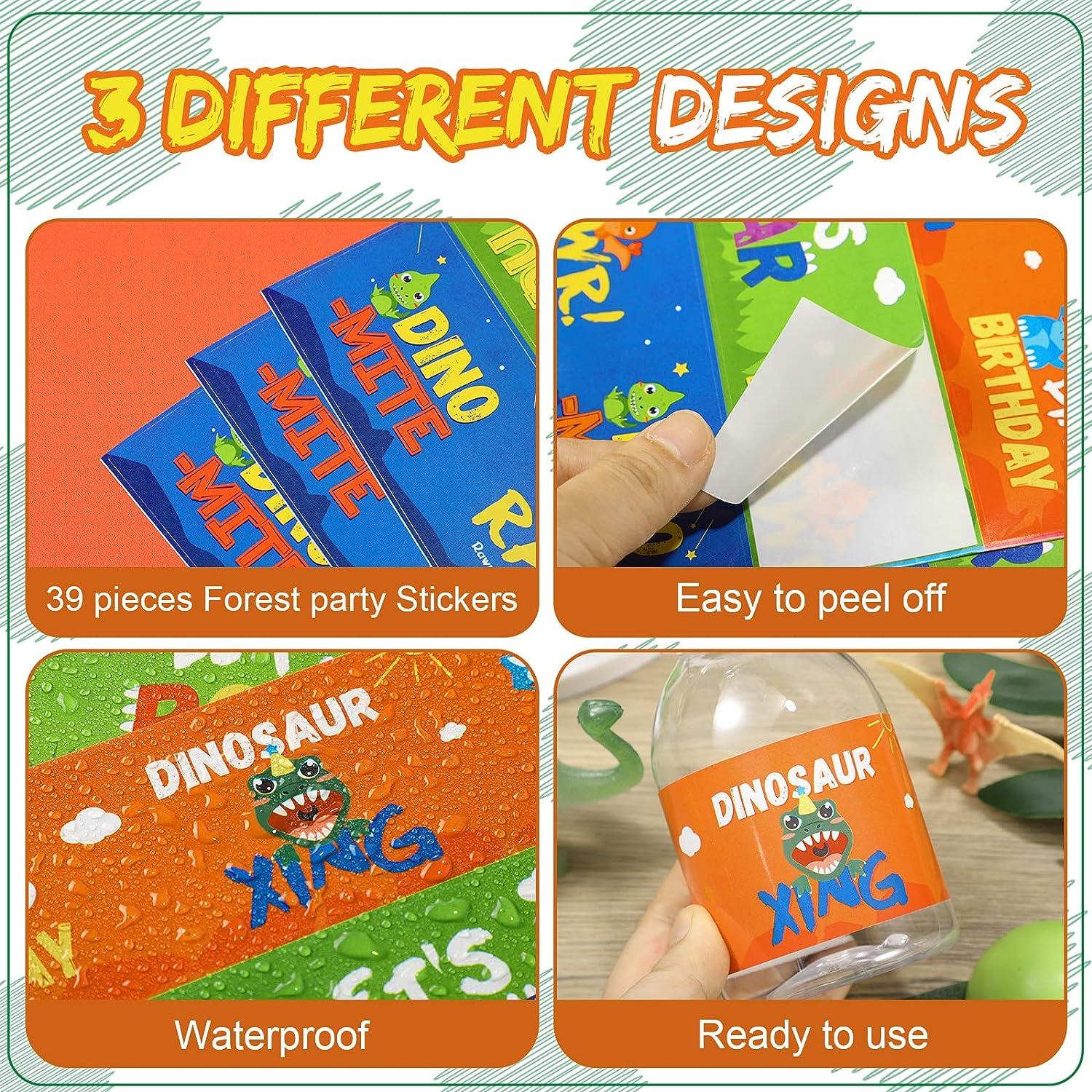 39 Pieces Dinosaur Baby Shower Water Bottle Labels Dinosaur Water Bottle  Stickers Wrappers Waterproof Baby Shower Labels for Baby Shower Party  Decoration (Cute Style)