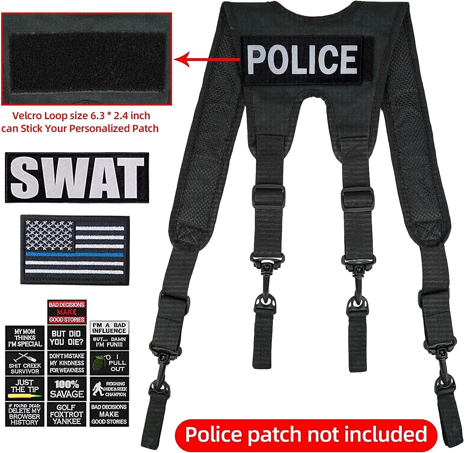 KUNN Tactical Suspenders Law Enforcement Police Harness for Duty Belt with  Padded,Patch and Key Holder,XL X-Large size for 5'9 to 6'4 tall