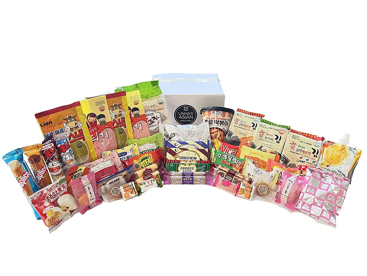 Japanese Snack Box with Korean Snack Assorted (45 Pack with English Pamphlet) - Japanese Candies, Chips, Crackers, and Korean Ramen and