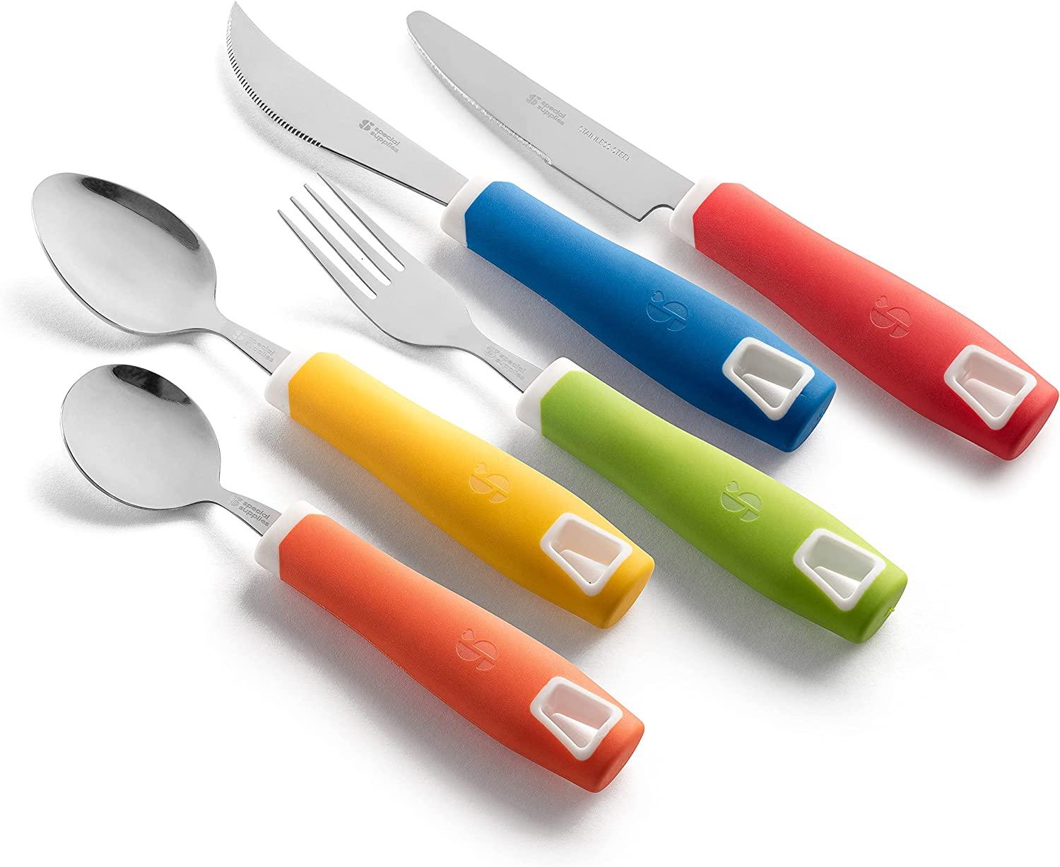 Easy to Hold Utensils- Knife Fork and Spoon Set- Red