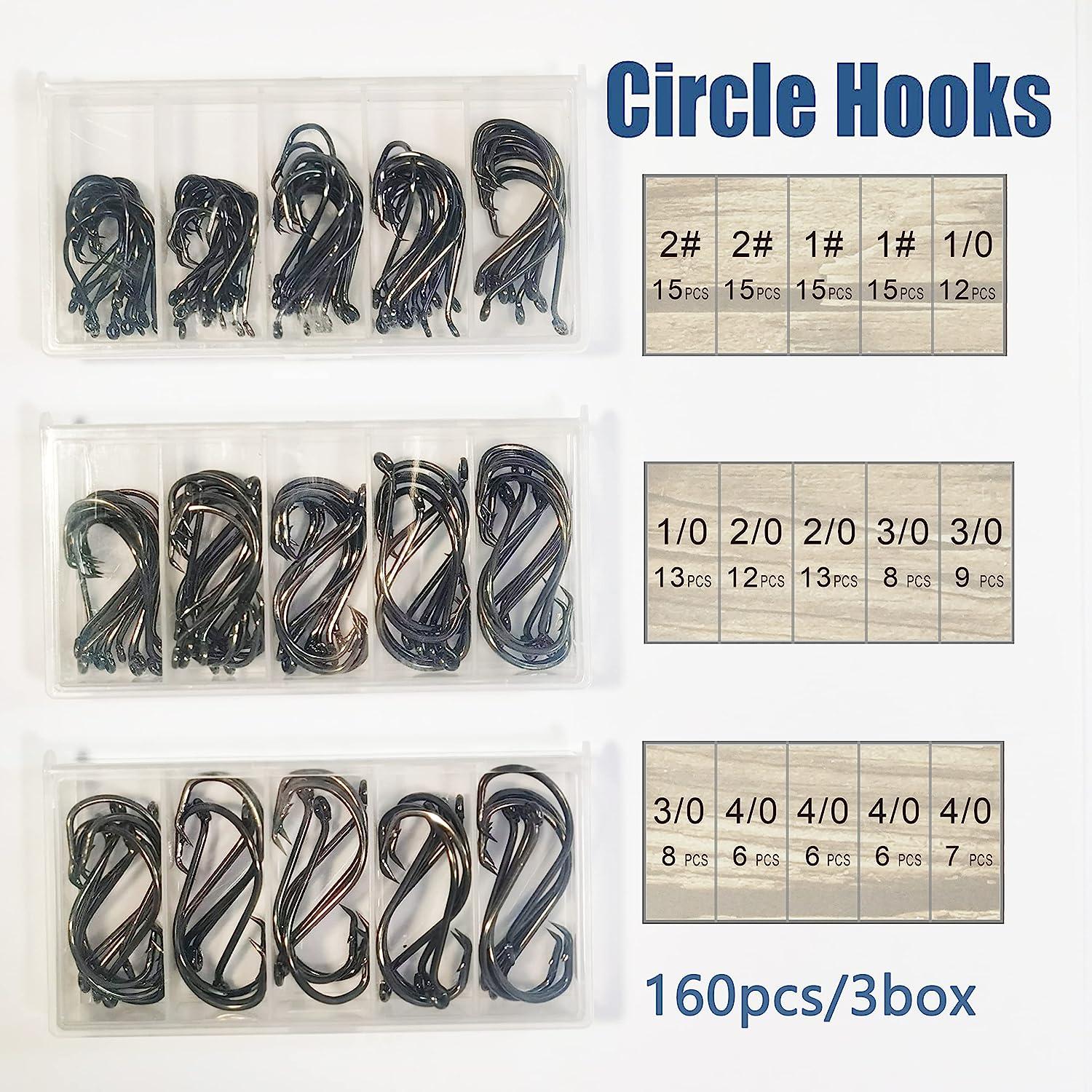 Valley Direct 160pcs Circle Hooks Saltwater Fishing Hooks kit with 3 Small  Plastic Boxes, 6 Fish-Hook Sizes 4/0 3/0 2/0 1/0 1 2 Catfish-Hooks  Octopus-Hook Circle Hooks for Catfish Bass and Trout Hook, Hooks -   Canada