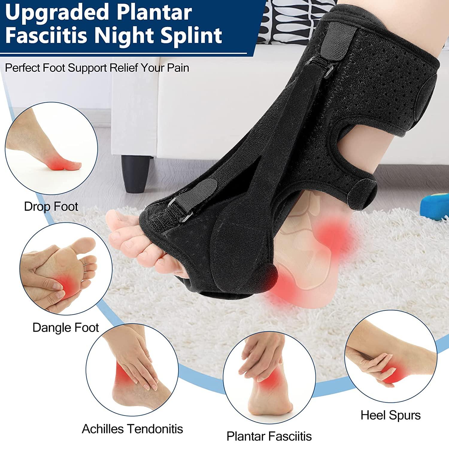 Plantar Fasciitis Night Splint Drop Foot Brace - New & Improved Foot and  Leg Stretcher for Effective Relief from Plantar Fasciitis, Achilles  Tendonitis, Heel, Ankle and Calf Pain (L): Buy Online at