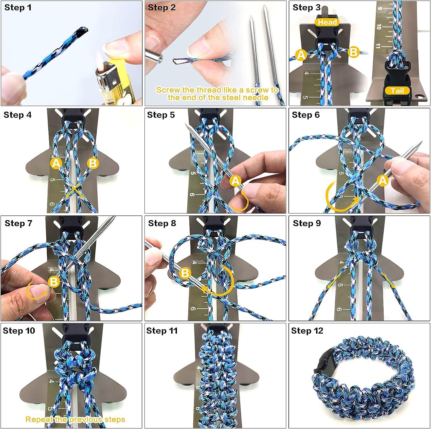 Paracord Bracelet Jig Kit with Paracord Needle Set Adjustable Length  Paracord Jig Bracelet Maker Knotter Tools Paracord FID Set Stainless Steel