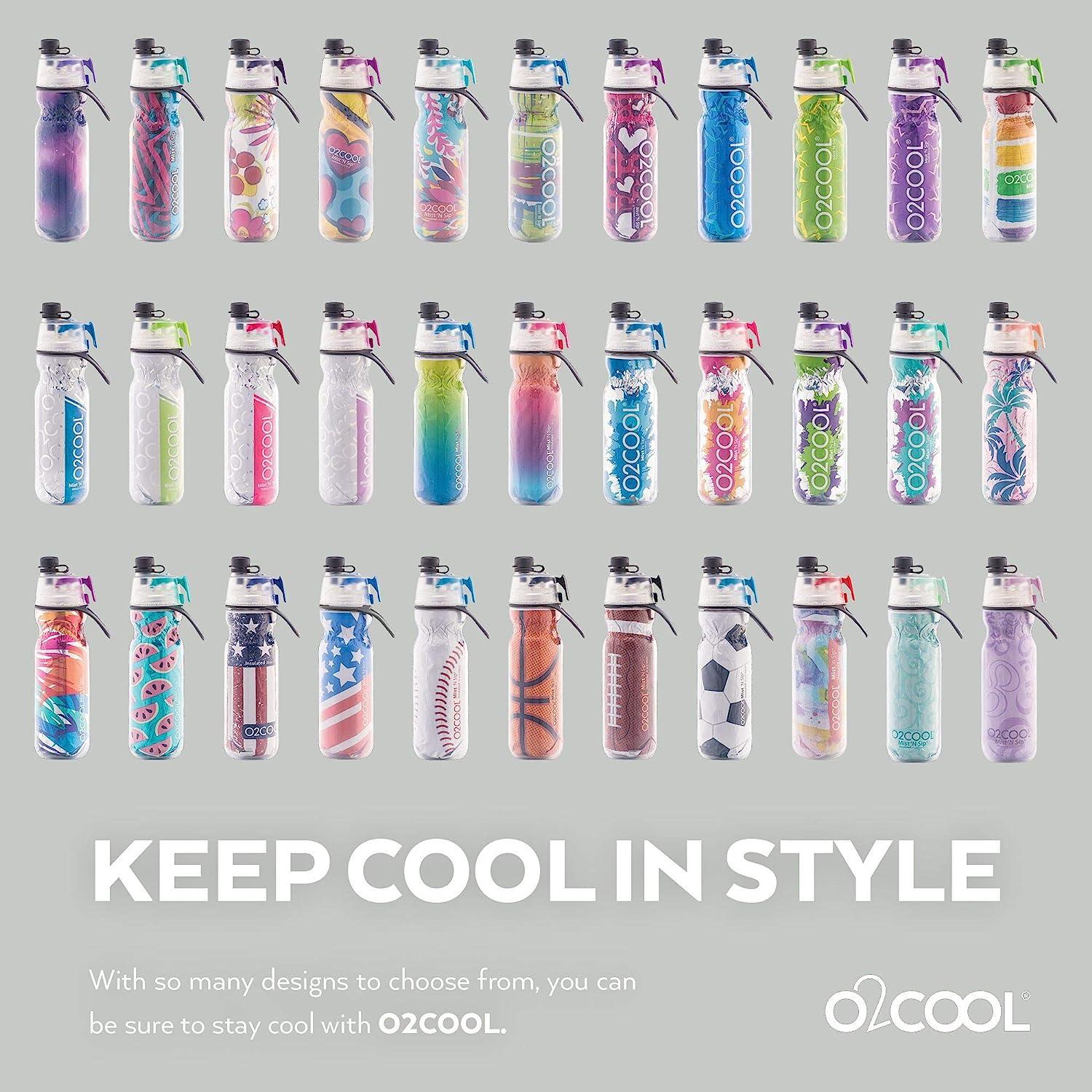 O2COOL Mist 'N Sip Misting Water Bottle 2-in-1 Mist And Sip Function With No  Leak Pull Top Spout Sports Water Bottle Reusable Water Bottle - 20 oz  (Splash Blue)