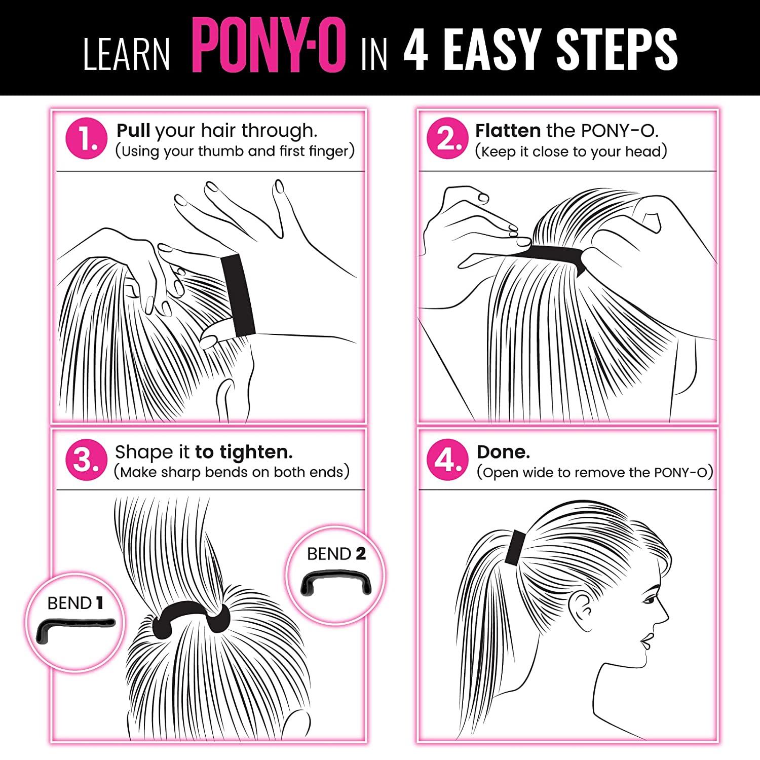 PONY-O Revolutionary Hair Tie Alternative Ponytail Holders - Medium Size for Fine to Normal Hair or Slightly Thick Hair - 2 Pack Dark Brown Original