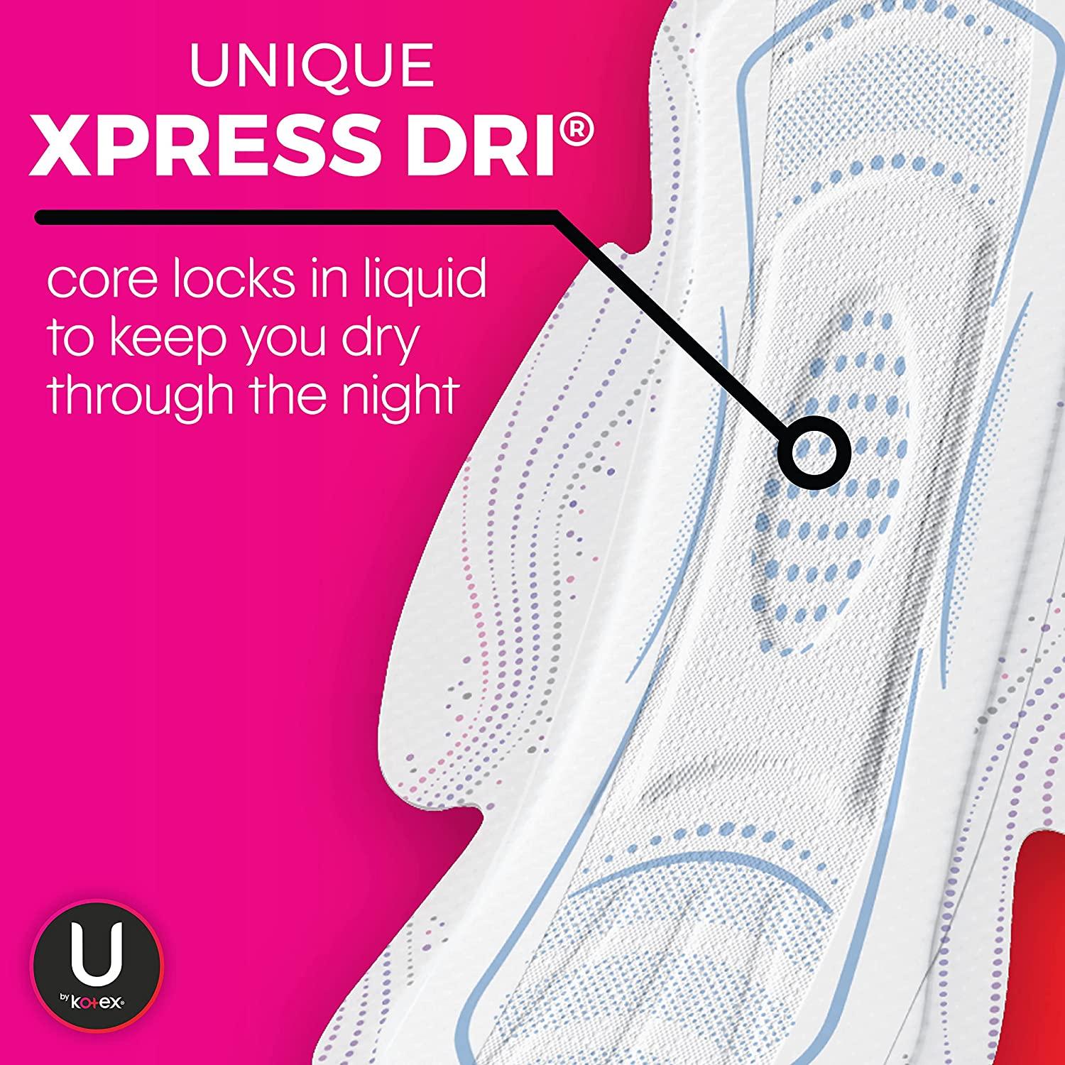 U by Kotex Teen Ultra Thin Unscented Overnight Feminine Pads with
