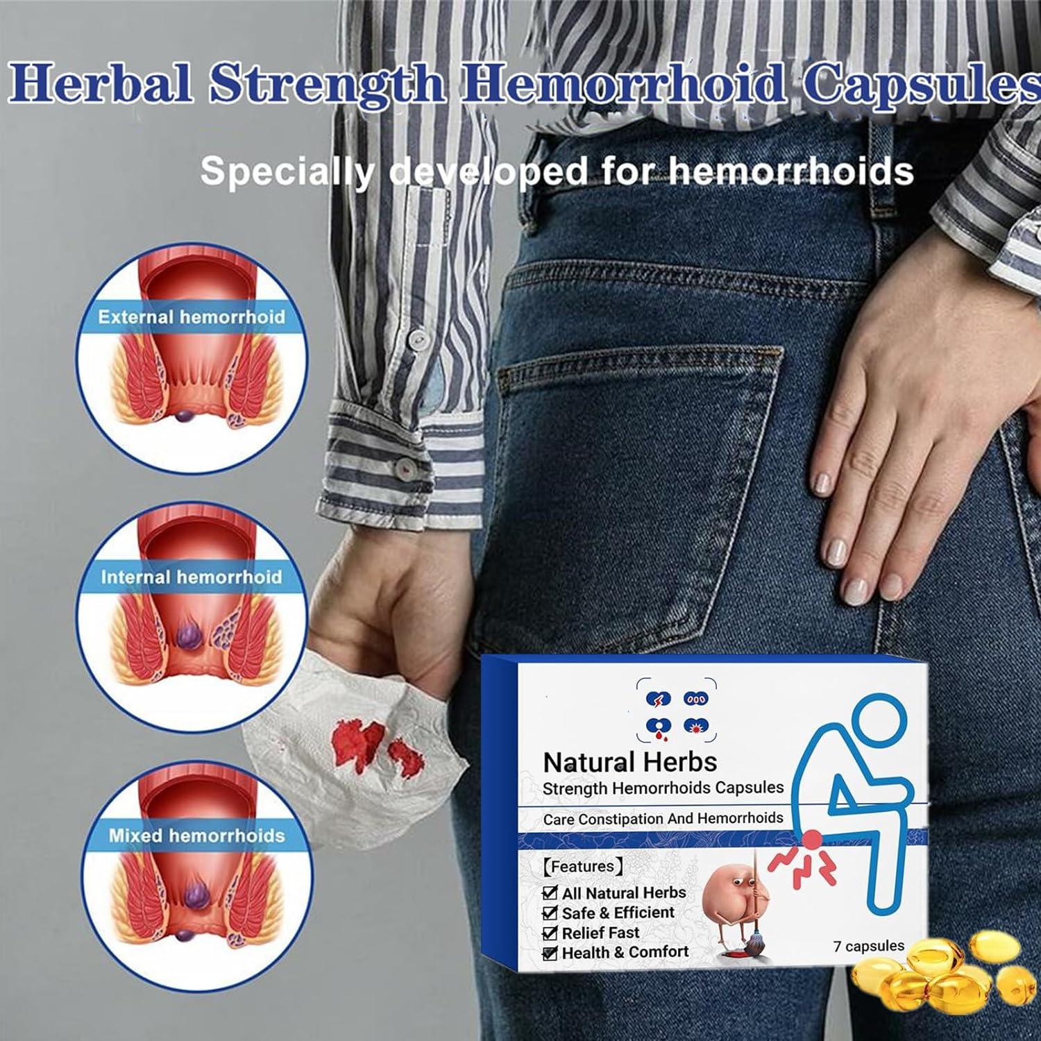 PINNKL Heca Natural Herbal Strength Hemorrhoid Capsules Hemorrhoid  Suppository Rapid Hemorrhoid Treatment Natural Hemorrhoid Relief Capsules