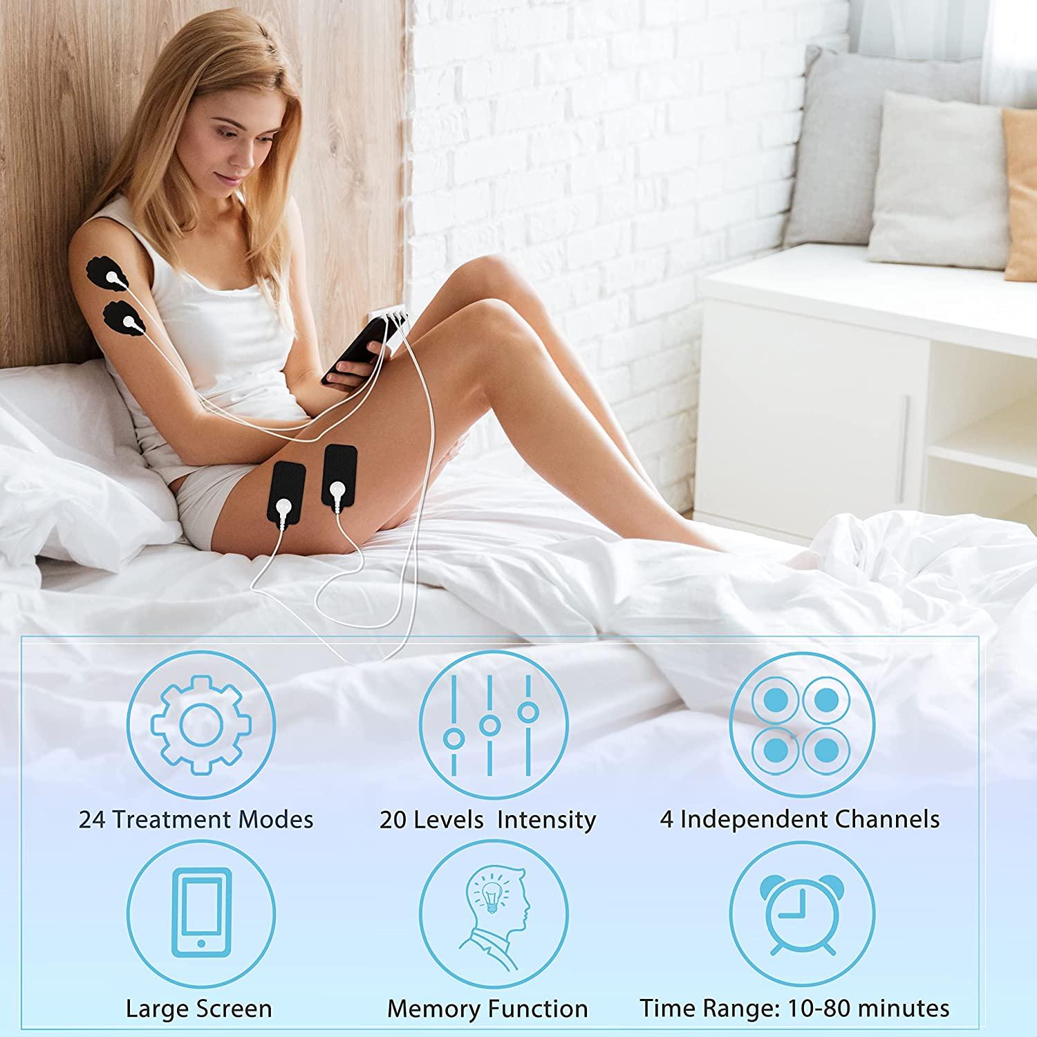 Belifu TENS Unit PMS Massager 24 Modes Muscle Stimulator for Pain Relief  Therapy, Electronic Tens Machine Muscle Relaxer Sciatica Pain Relief  Devices