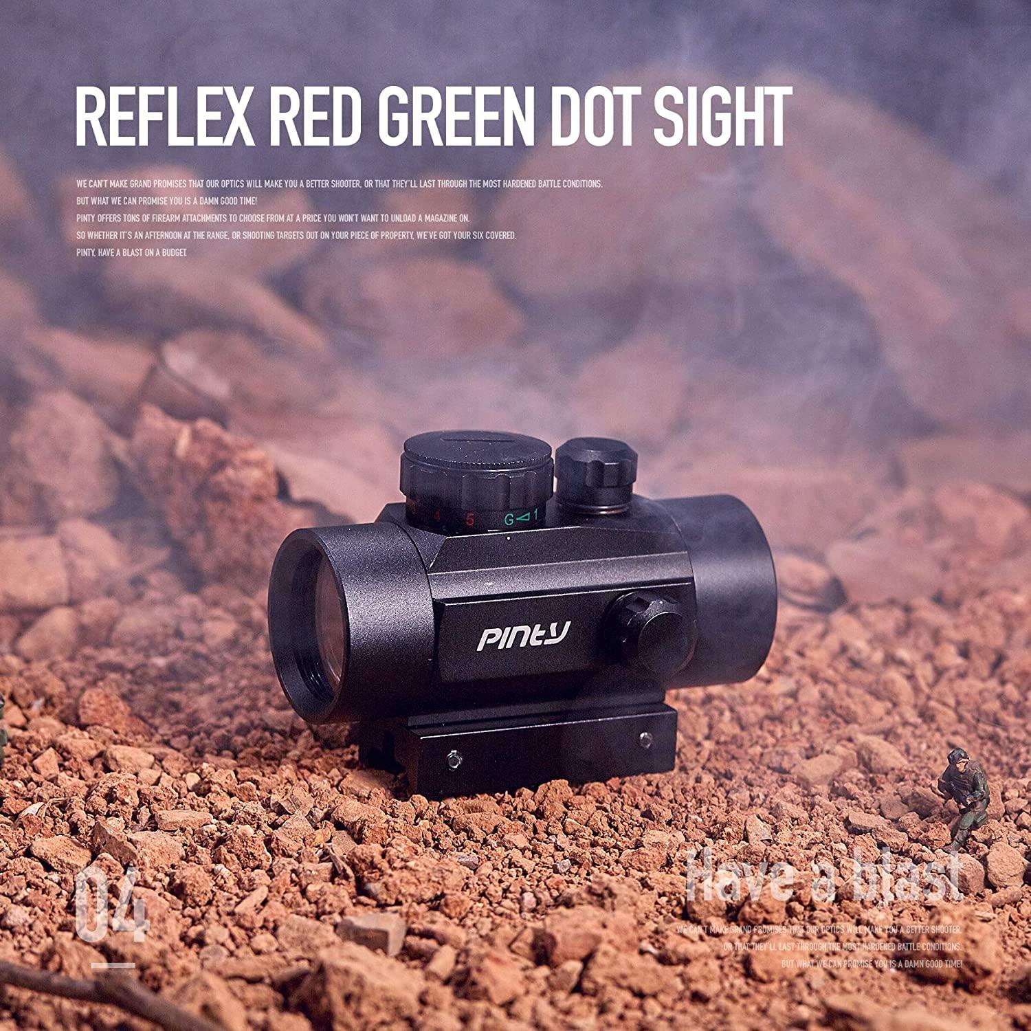 Pinty Tactical 1x40mm Reflex Red Green Dot Sight Riflescope With Free 20mm Mount Rails 9121