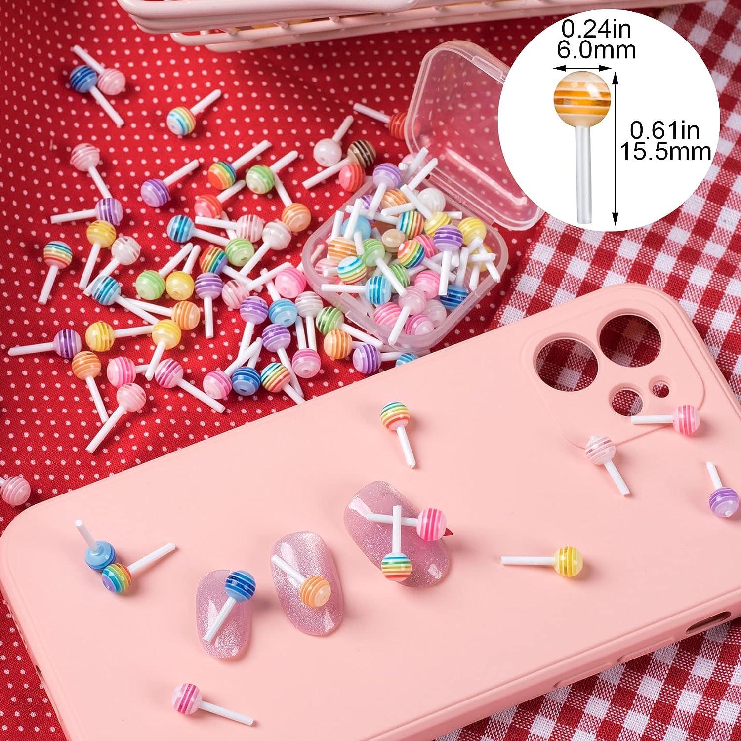 30pcs Mini Nail Resin Lollipop DIY Cute Simulation Color Candy Nail Charms  Phone Case Cup Resin Handicraft Decoration