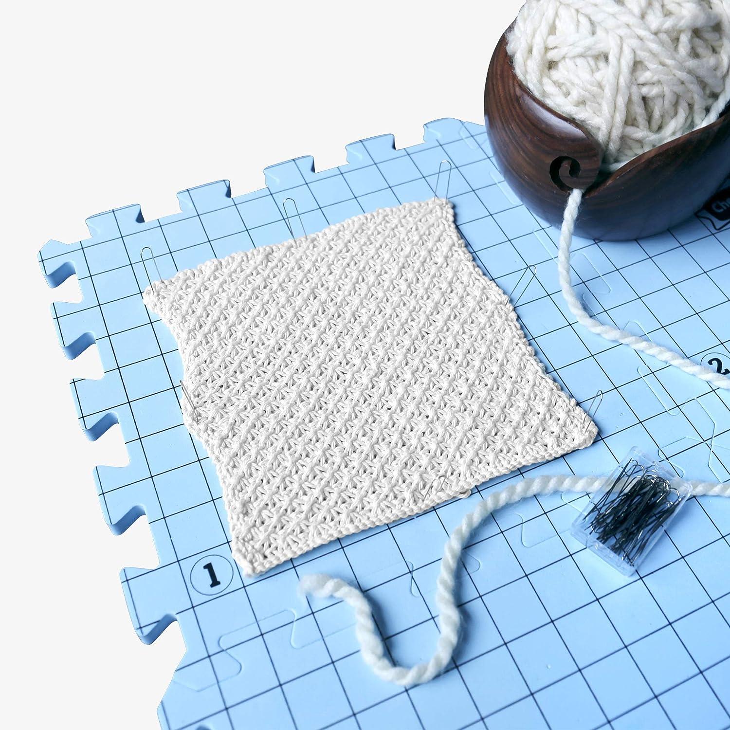 SEWACC 1 Set Foam Knitting Block Mat Grid Blocking for Knitting Accuracy  Needlepoint Crochet with T-Shaped Pin