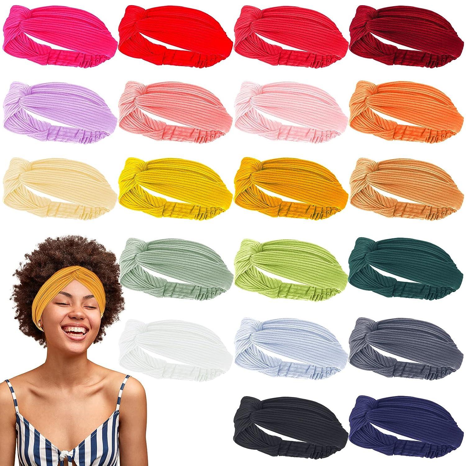 20 Pcs Headbands for Women Twist Knotted Hair Bands Solid Color Stretchy  Head Bands Boho Hair Accessories Vintage Elastic Womens Headbands Criss  Cross