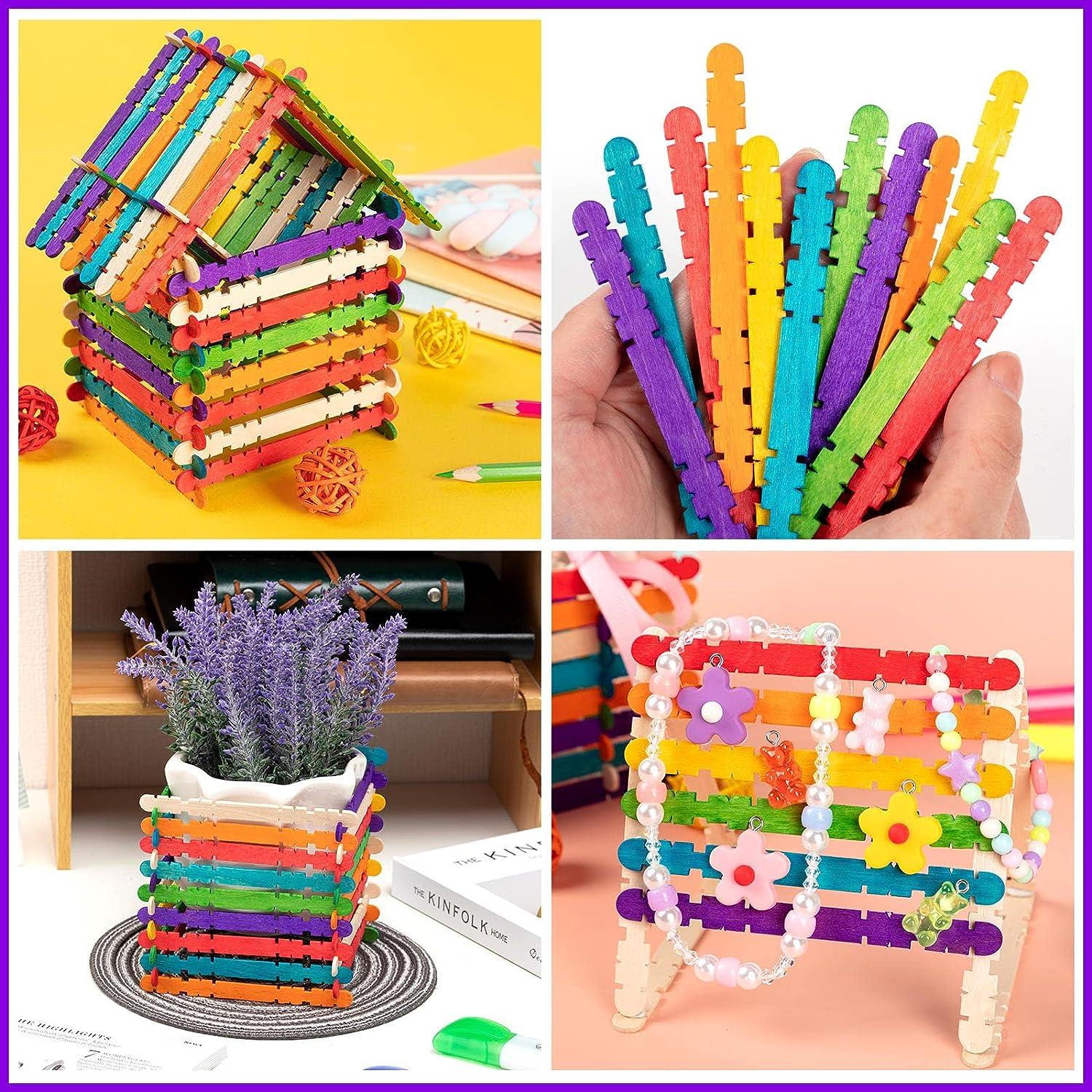 Colored Wooden Craft Sticks, 200PCS Rainbow Wooden Popsicle Sticks