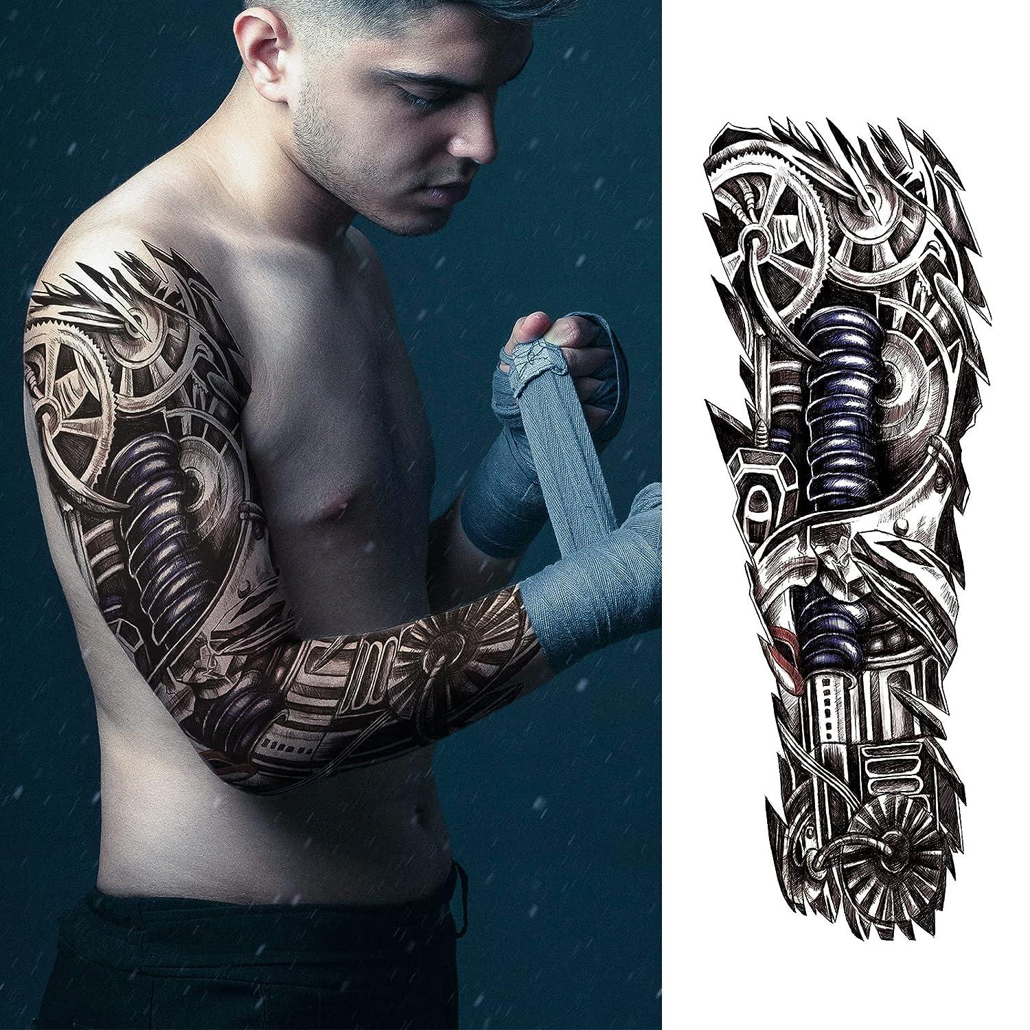 Robotic Biomechanical Tattoo On Full Sleeve - Tattoos Designs