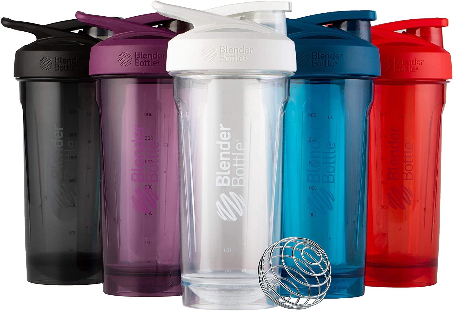 BlenderBottle Strada 24 oz Stainless Steel Shaker Cup Ocean Blue with  Push-Button and Locking Mechanism