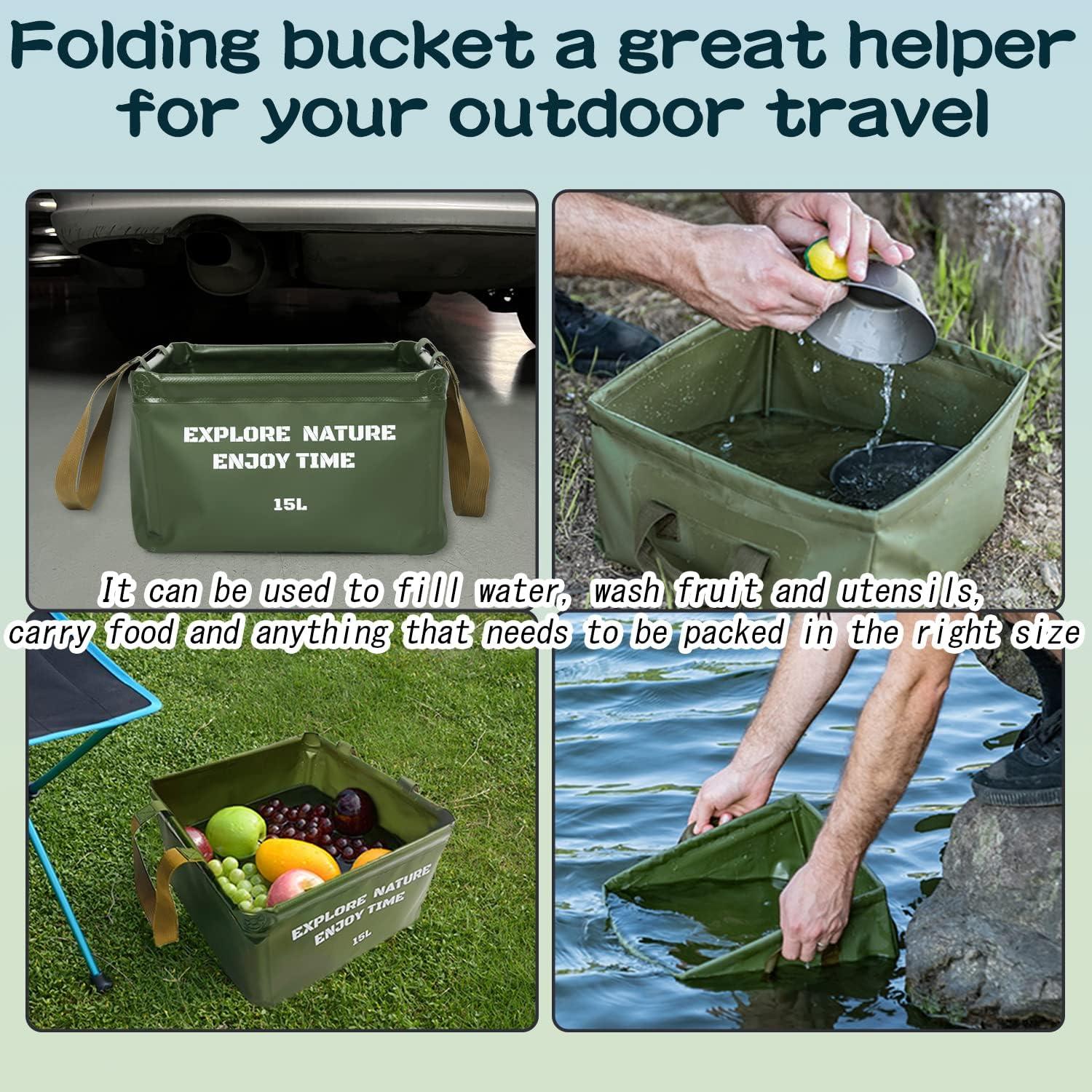Collapsible Bucket 5 Gallon Container Folding Water Bucket Portable Wash  Basin for Outdoor Travelling Camping