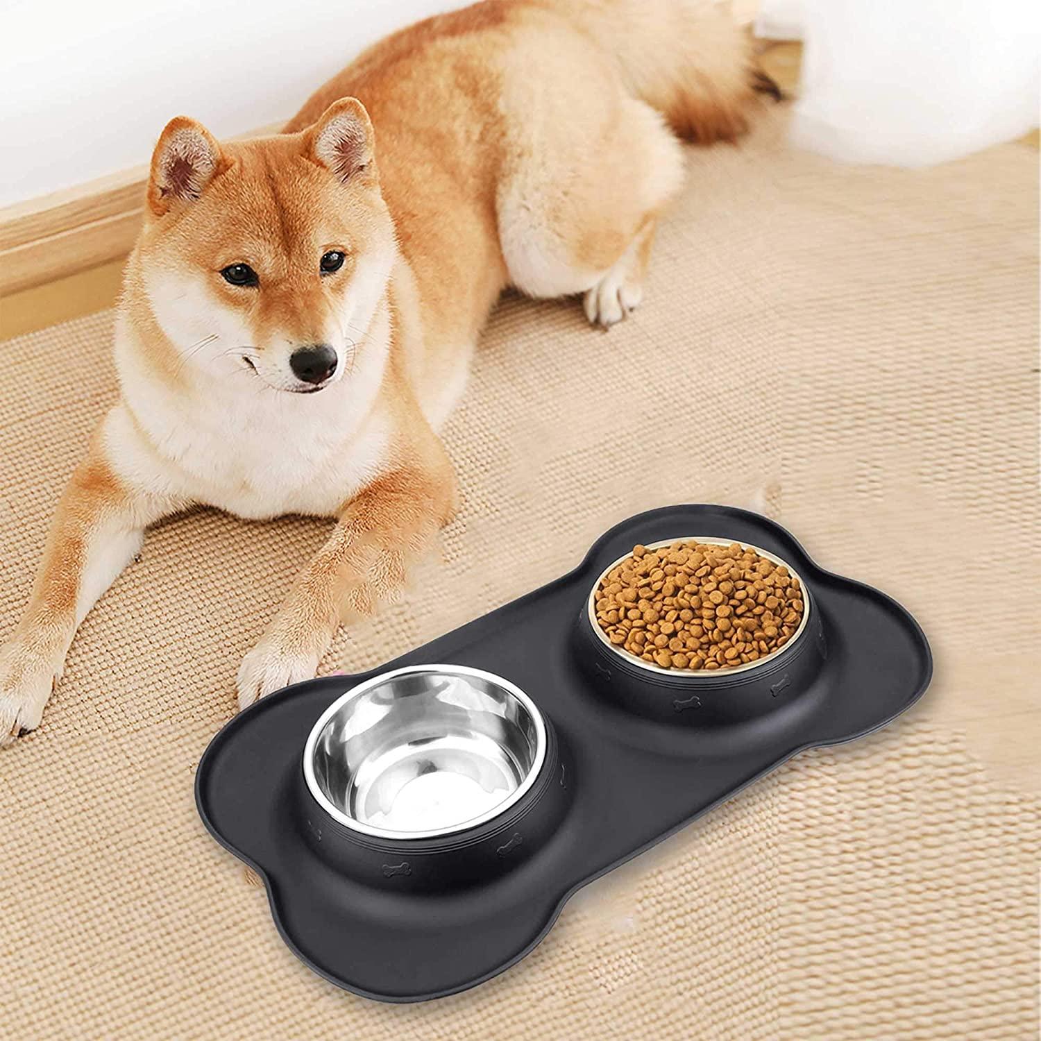 Dog Bowls Double Dog Water and Food Bowls Stainless Steel Bowls