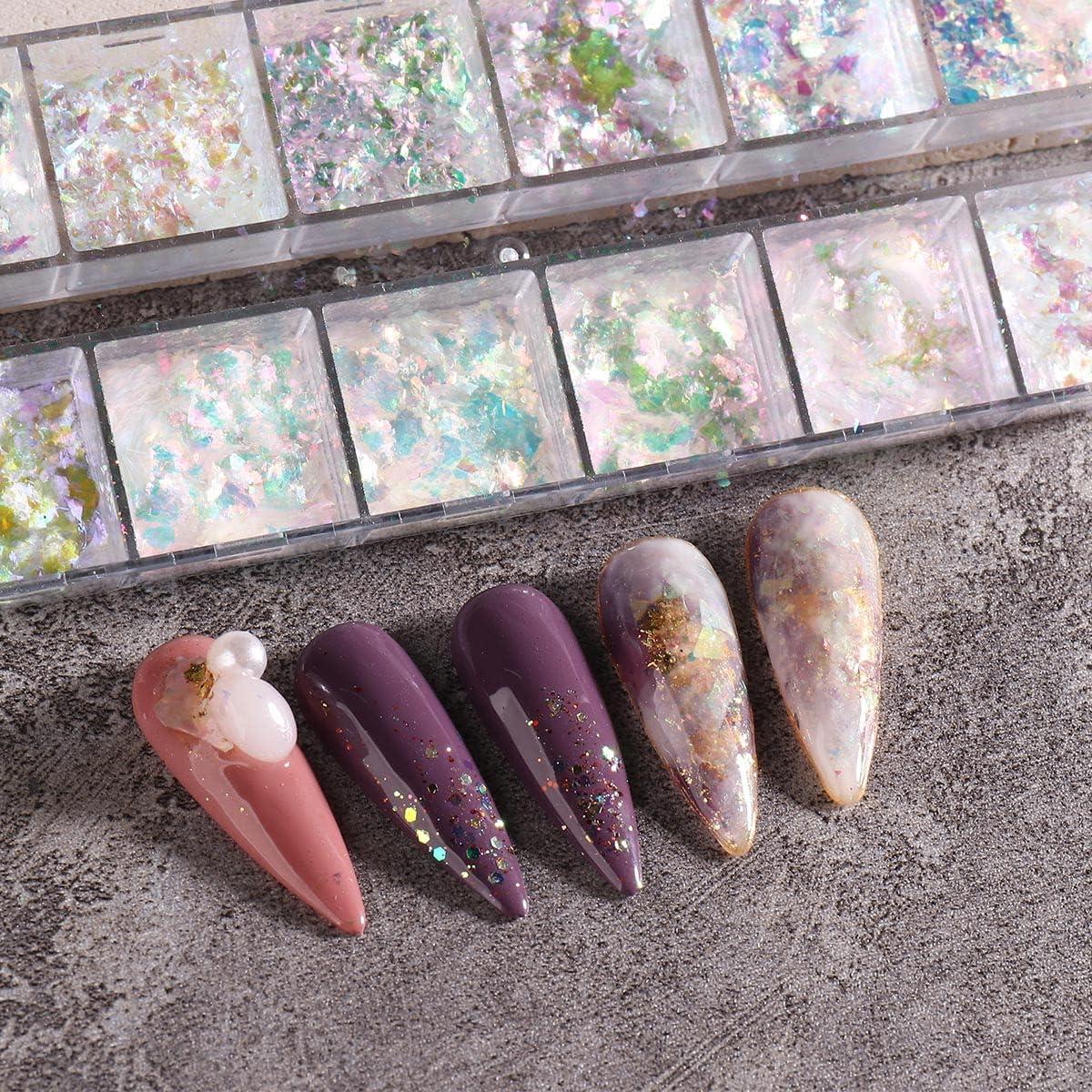 Holographic Opal Nail Art Glitter Flakes Powder Aurora Iridescent