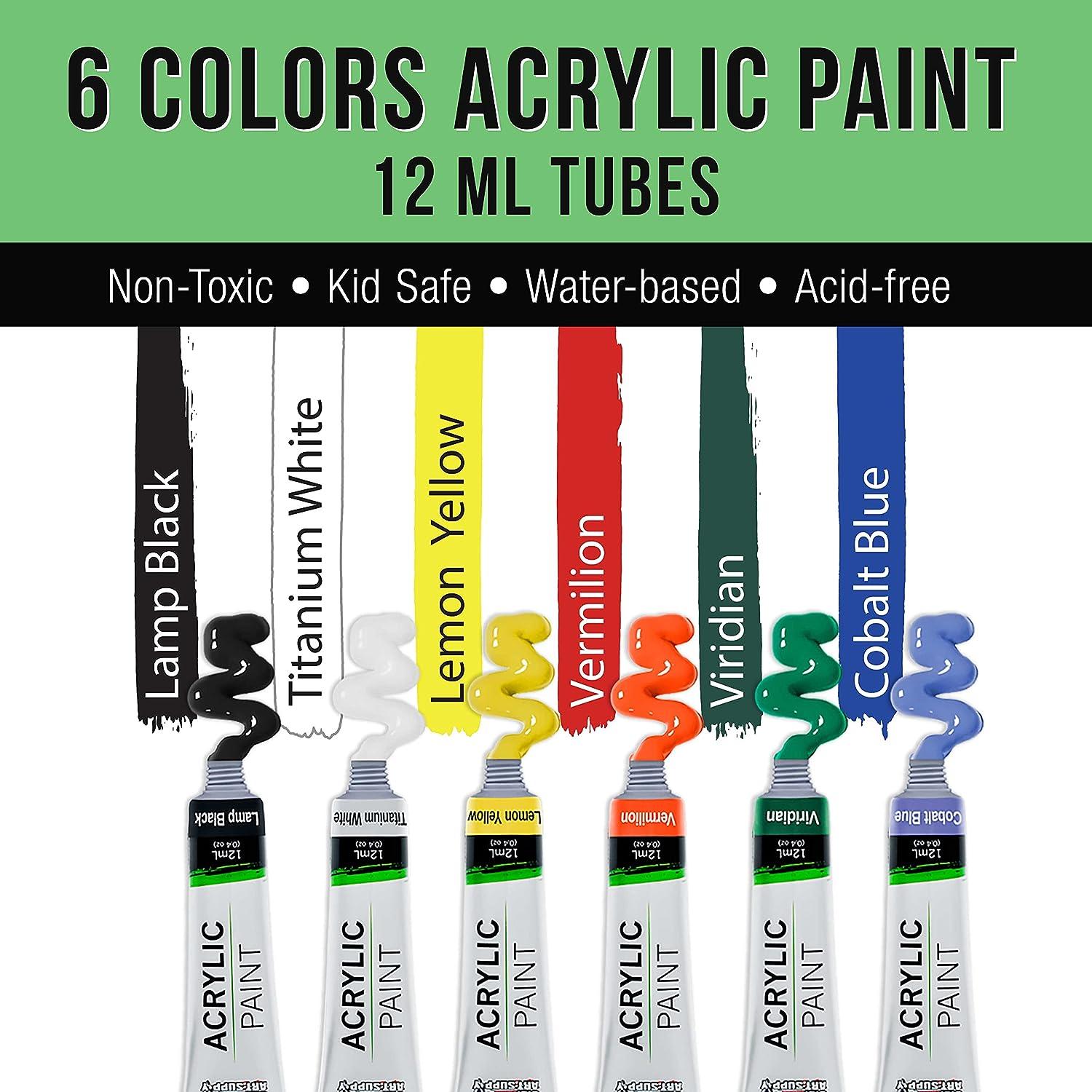 12 Color Set of Metallic Acrylic Paint, Large 75ml Tubes, Vivid