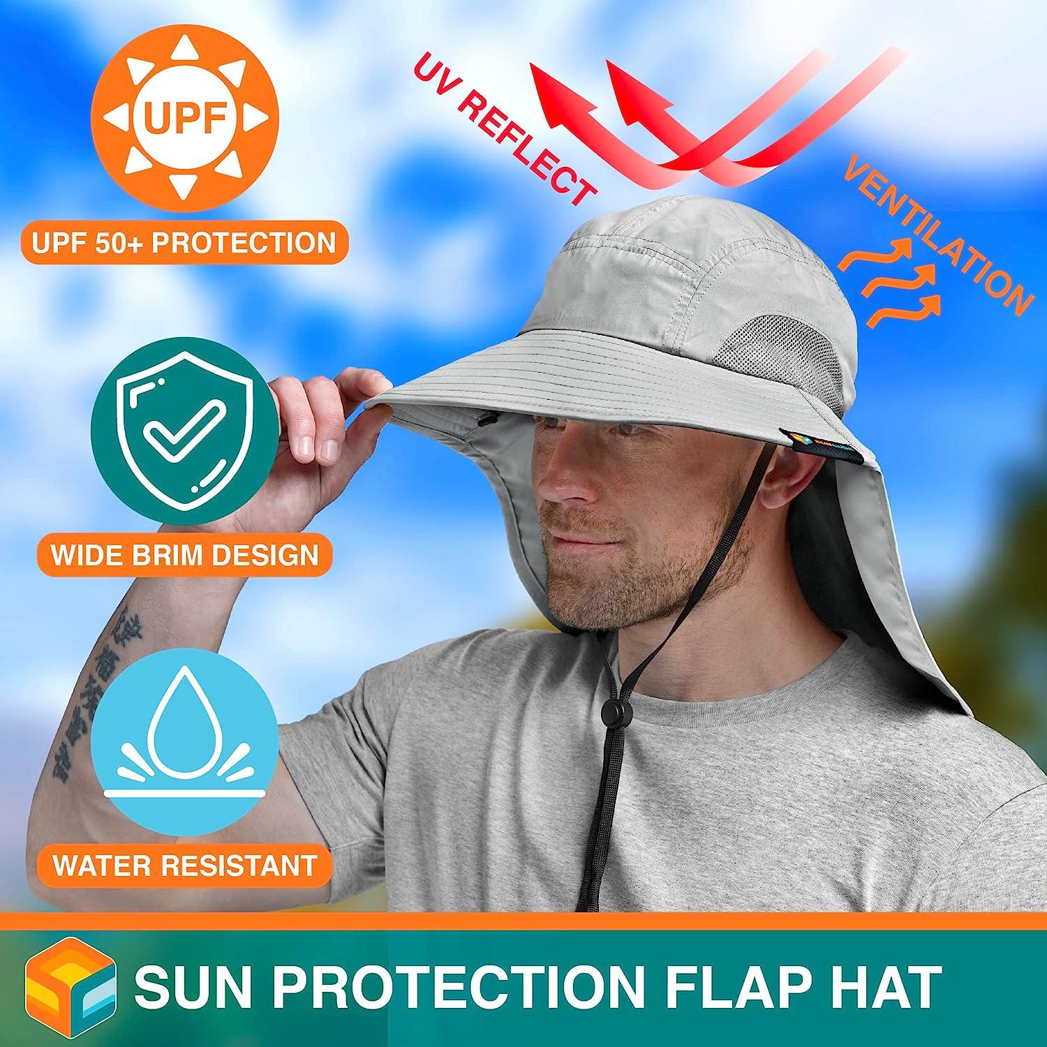 SUN CUBE Wide Brim Sun Hat with Neck Flap, UPF50+ Hiking