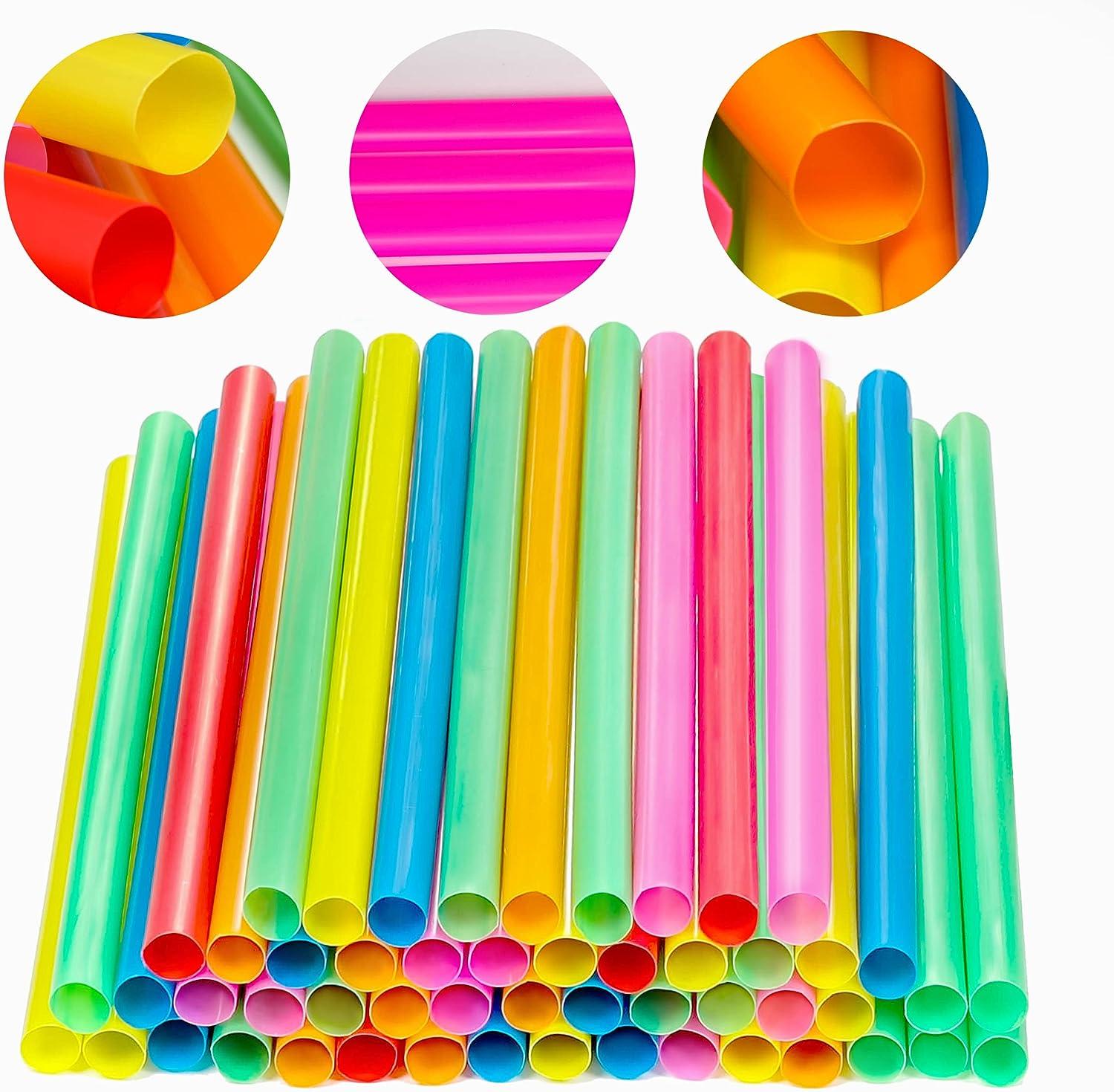 200 PCS Jumbo Smoothie Straws, Colorful Disposable Plastic Large  Wide-mouthed Milkshake Straw (0.43 Diameter and 8.2 long)