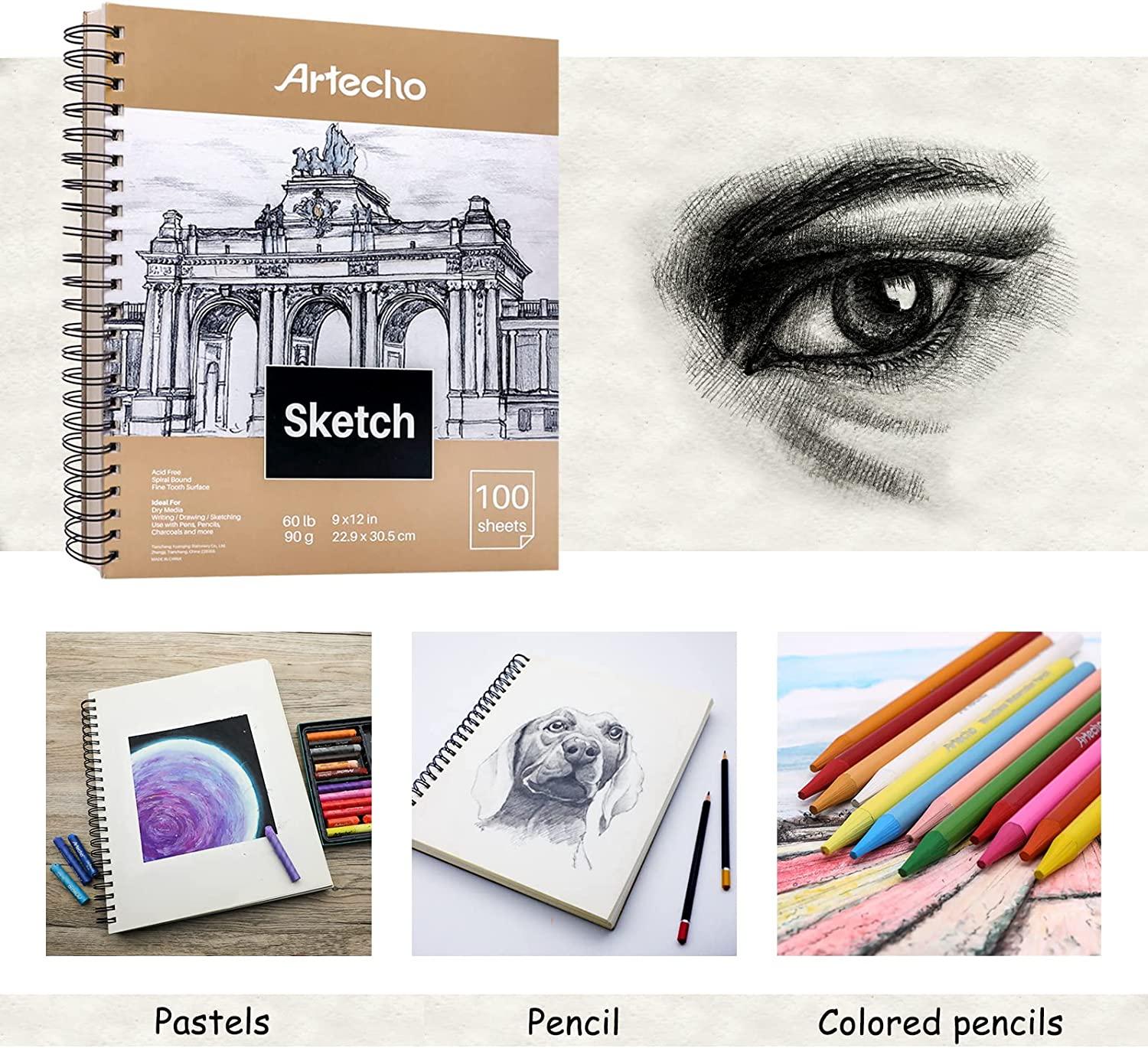 Pro Art Premium Sketch Paper Pad 9x12 100 sheets, 60#, Wire, Sketch Book,  Sketchbook, Drawing Pad, Sketch Pad, Drawing Paper, Art Book, Drawing Book,  Art Paper, Sketchbook for Drawing