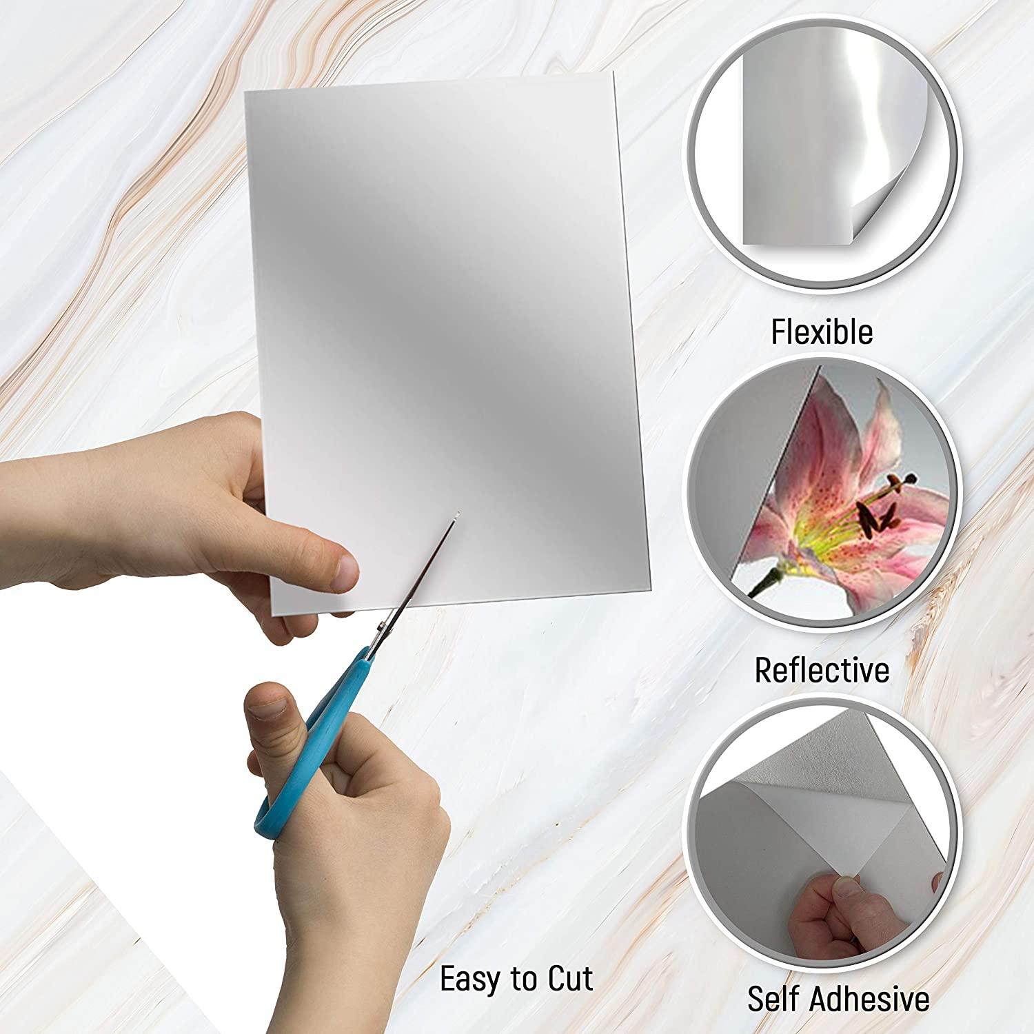 Quality Adhesive Mirror Sheet 6 x 9 Inches Flexible Mirrors Sheets,  Non-Glass Self Adhesive Stick on Mirror Tiles, Cut Mirror Stickers to Size, Peel  and Stick, Great for Crafts and Mirror Wall