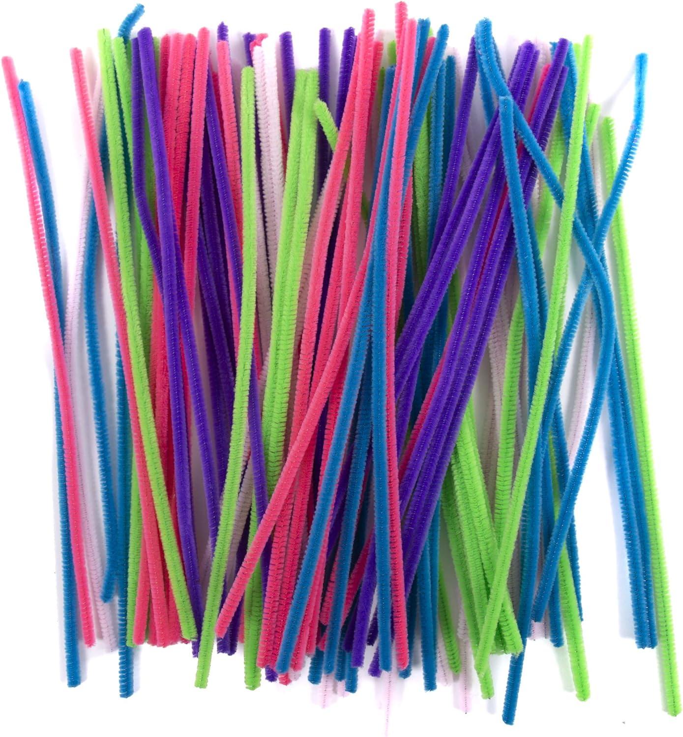 Horizon Group USA 200 Neon Fuzzy Sticks, Value Pack of Pipe Cleaners in 6  Colors, 12 Inches, Chenille Stems, Bendy… ⋆ the theme party