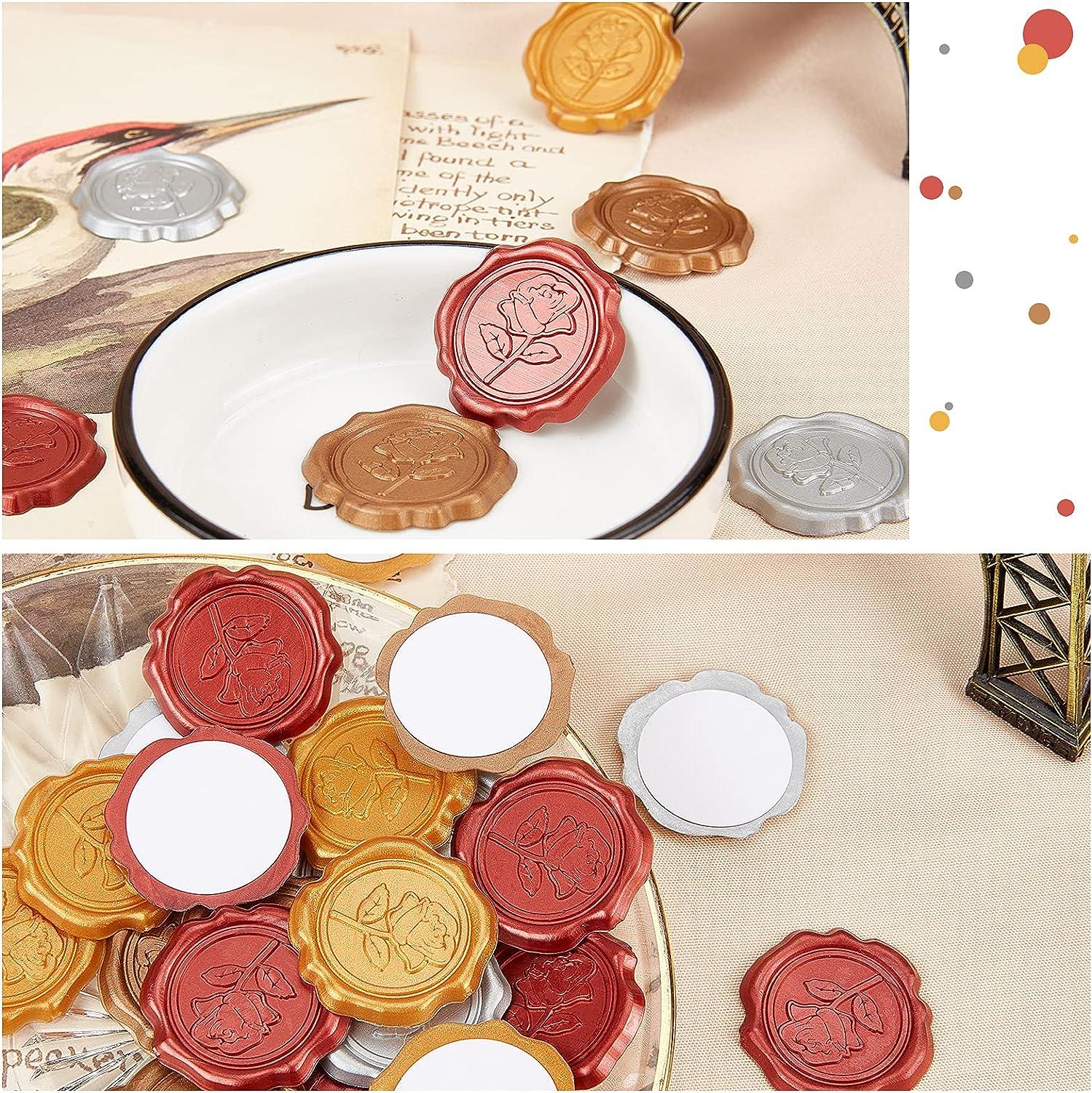 CRASPIRE Adhesive Wax Seal Stickers 25PCS Red Rose Wax Seal Sticker for  Envelopes Decorative Stamp Stickers