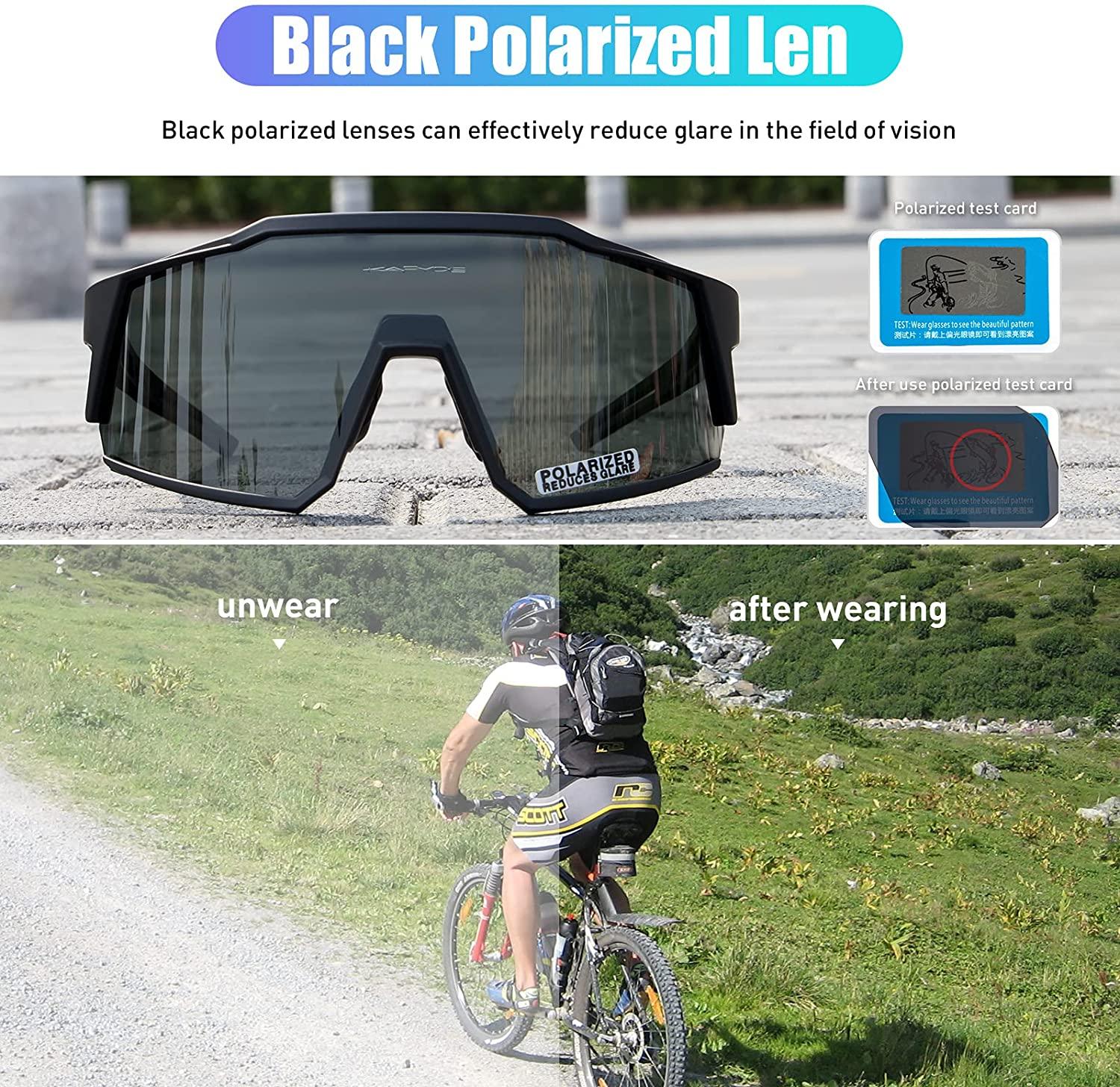 KAPVOE Polarized Cycling Glasses with 4 Interchangeable Lenses TR90 Sports  Sunglasses Women Men Running 01