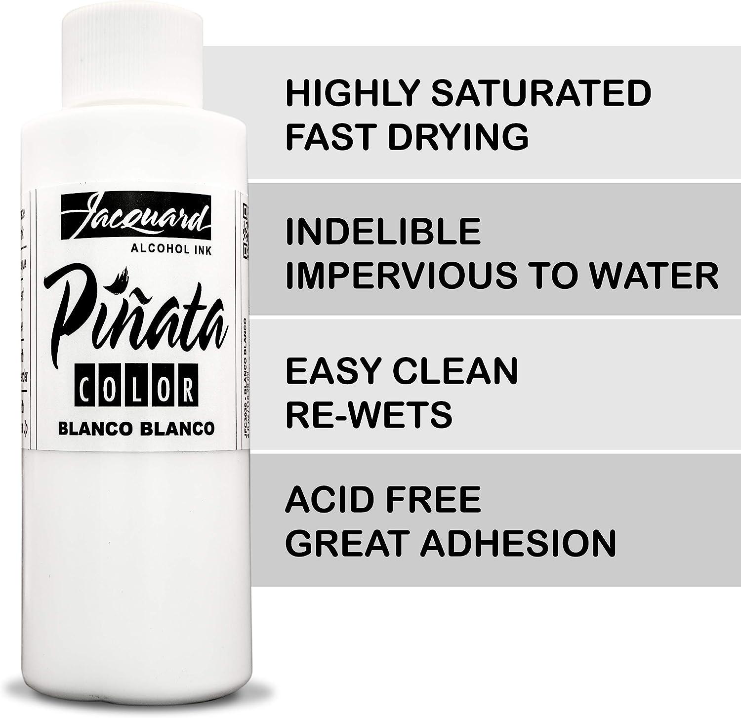 Jacquard Pinata White Alcohol Ink Made in USA - Blanco Blanco Color 4fl oz  - Works Great with Resin and Yupo - Pinata Alcohol Inks - White Ink Bundled  with Moshify 20 mL Applicator Bottle