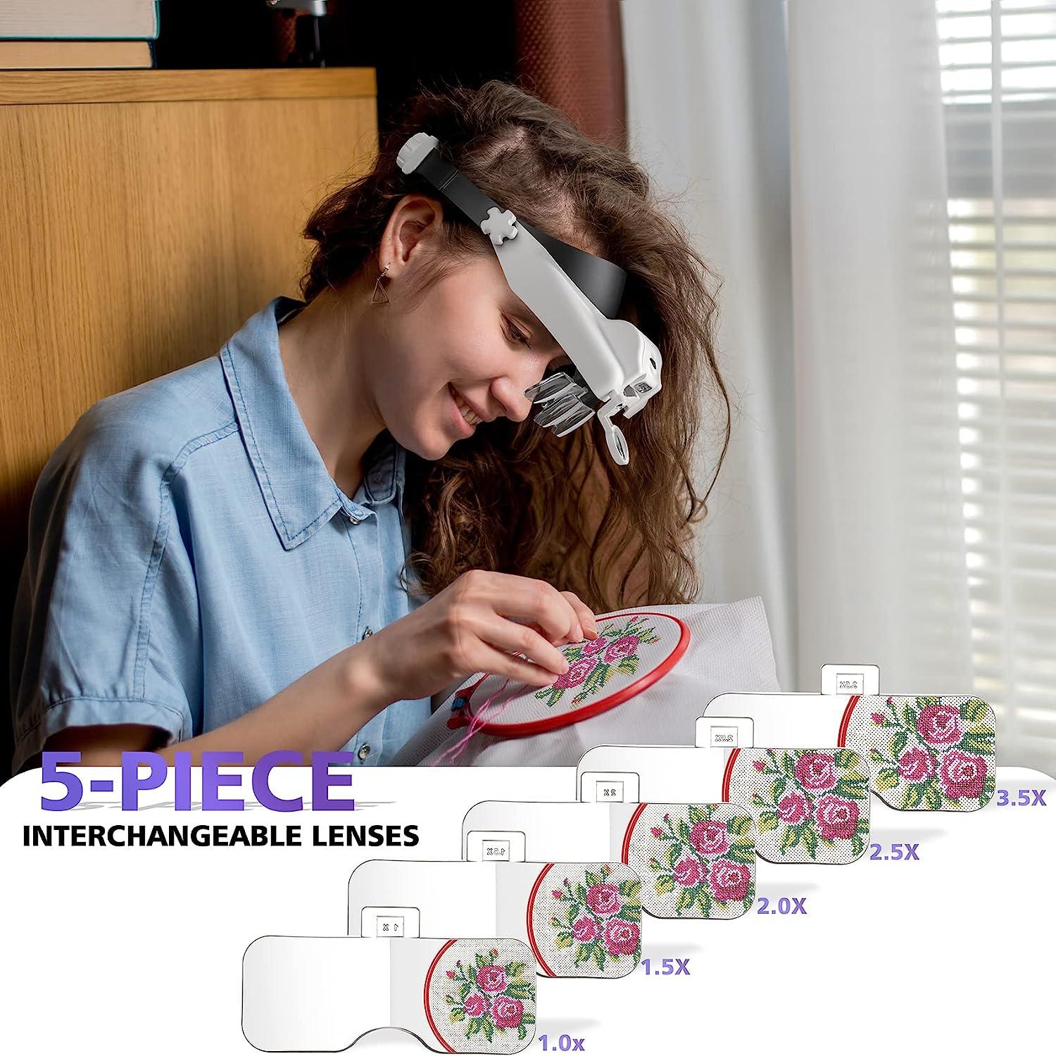 Led Illuminated Magnifying Glasses 2 Lights, Headband Magnifying Glass For  Precision Reading Watchmaker Work Hands-free Visually Impaired, Usb Recharg