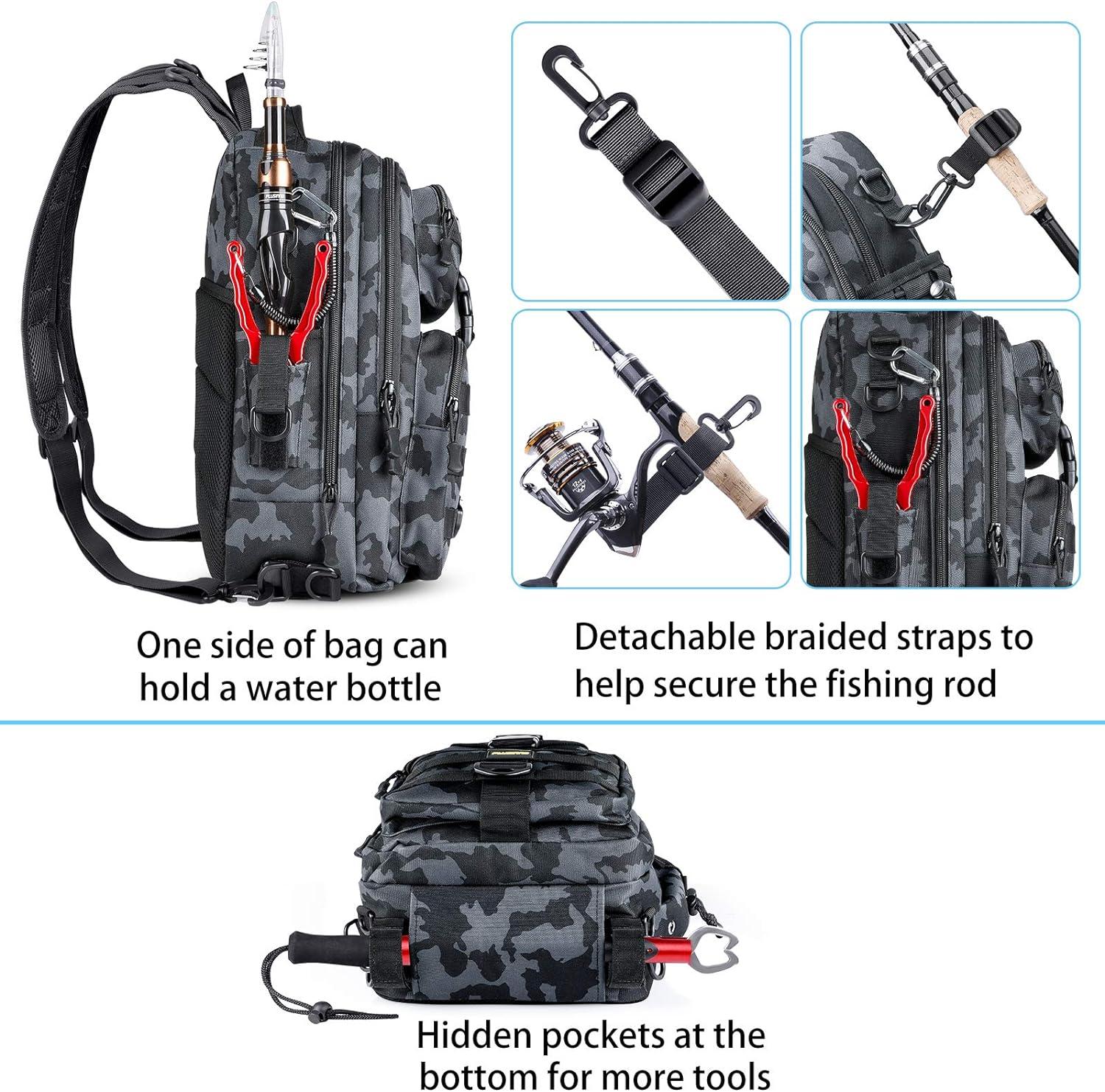 LARGE Tackle Backpack Waterproof Sling Fishing Gear Bag Storage Box Rod  Holder