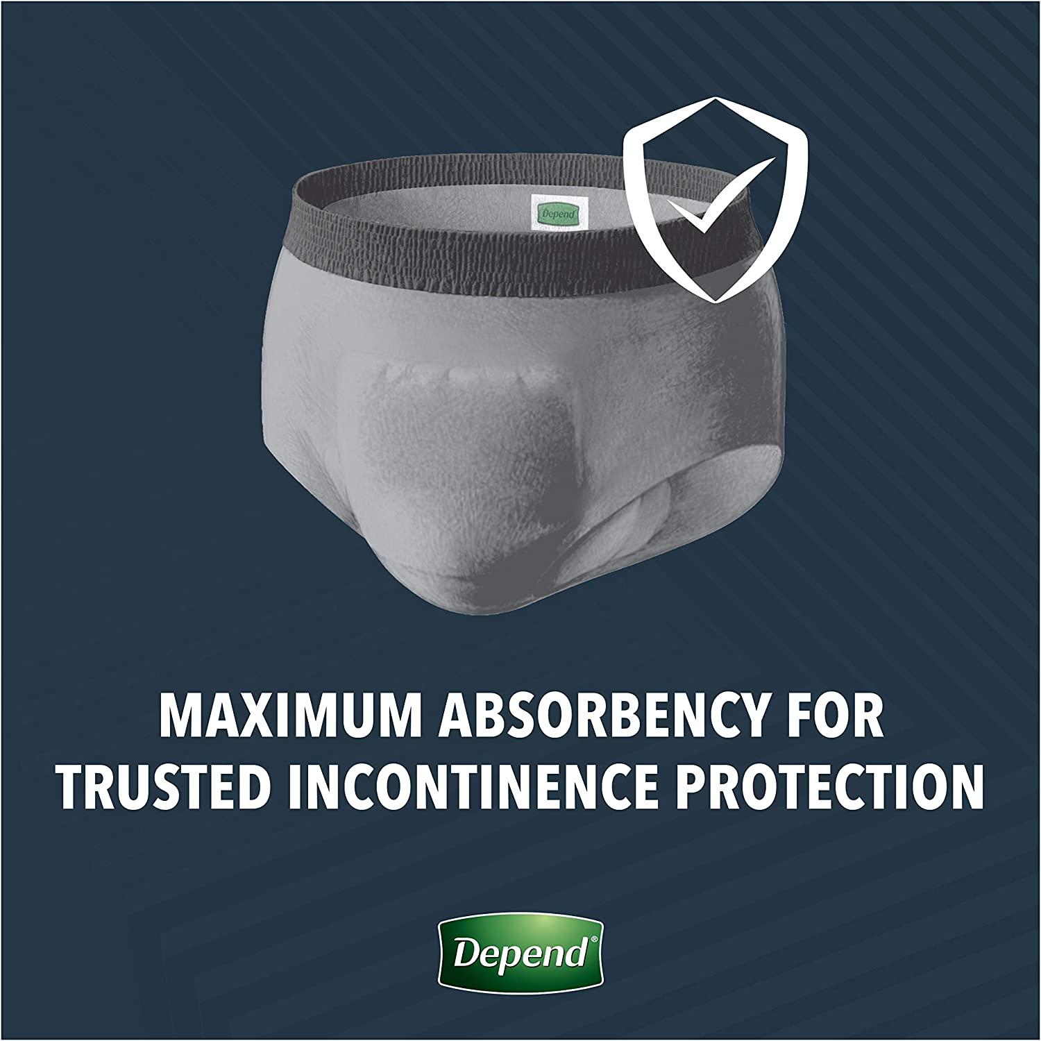 Depend Real Fit Incontinence Underwear for Men, Maximum Absorbency,  Disposable, Large/Extra-Large, Grey, 20 Count (Packaging May Vary)