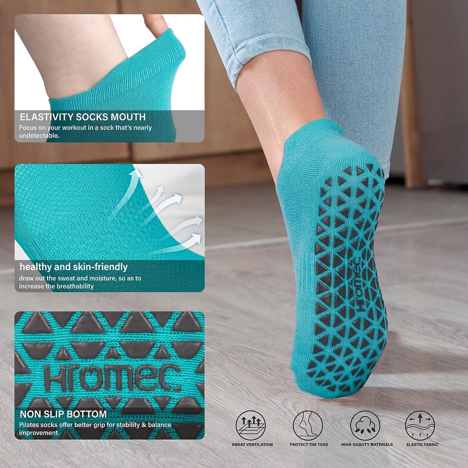 Non Slip Yoga Socks for Women 6 Pairs, Anti-Skid Socks for Pilates Bikram  Fitness Socks with Grips