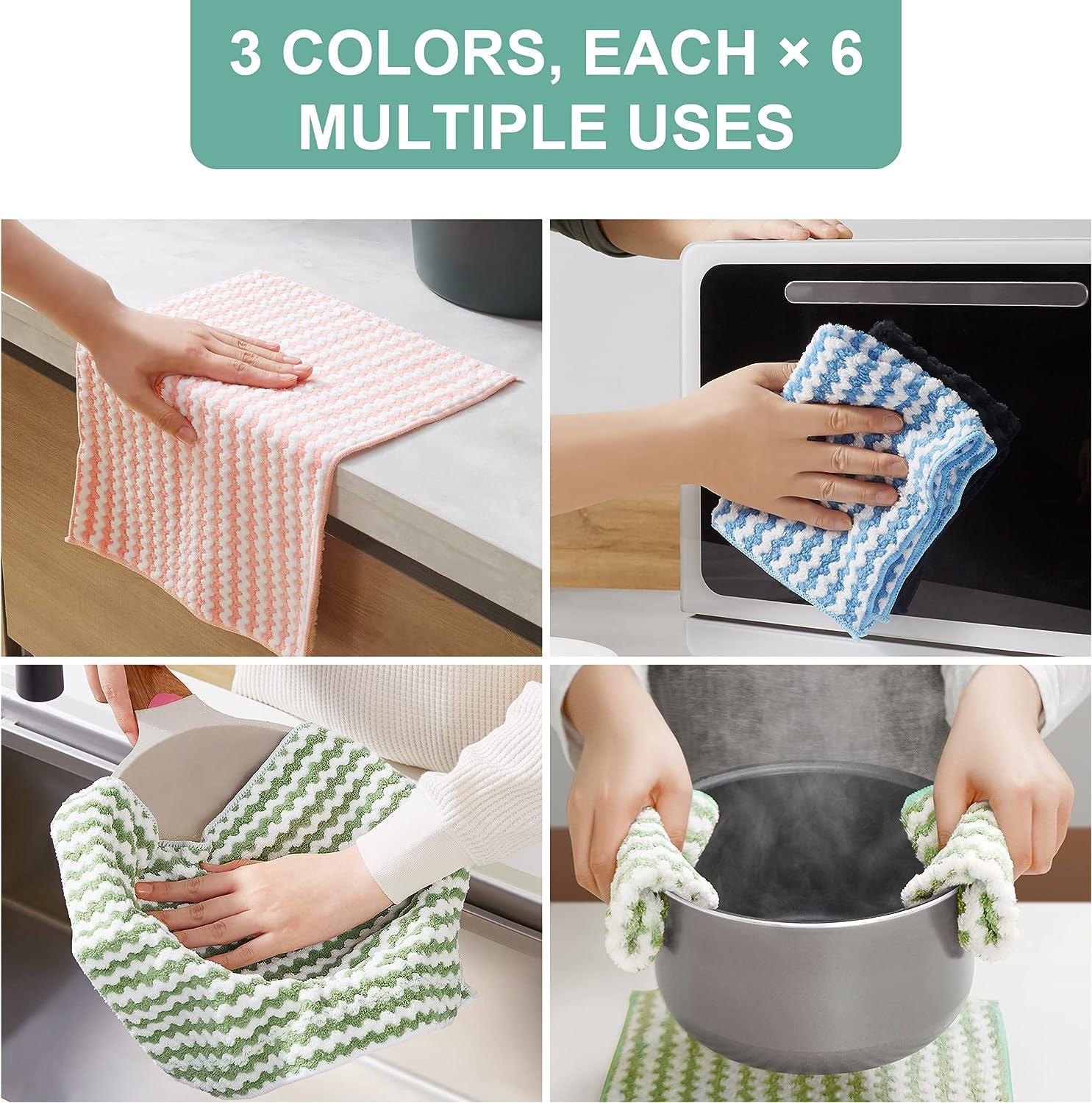 JOYMOOP Microfiber Cleaning Cloth, Kitchen Towels for Dish Drying Washing,  Absorbent Streak Free Lint Free Rags for Cleaning, Reusable and Washable