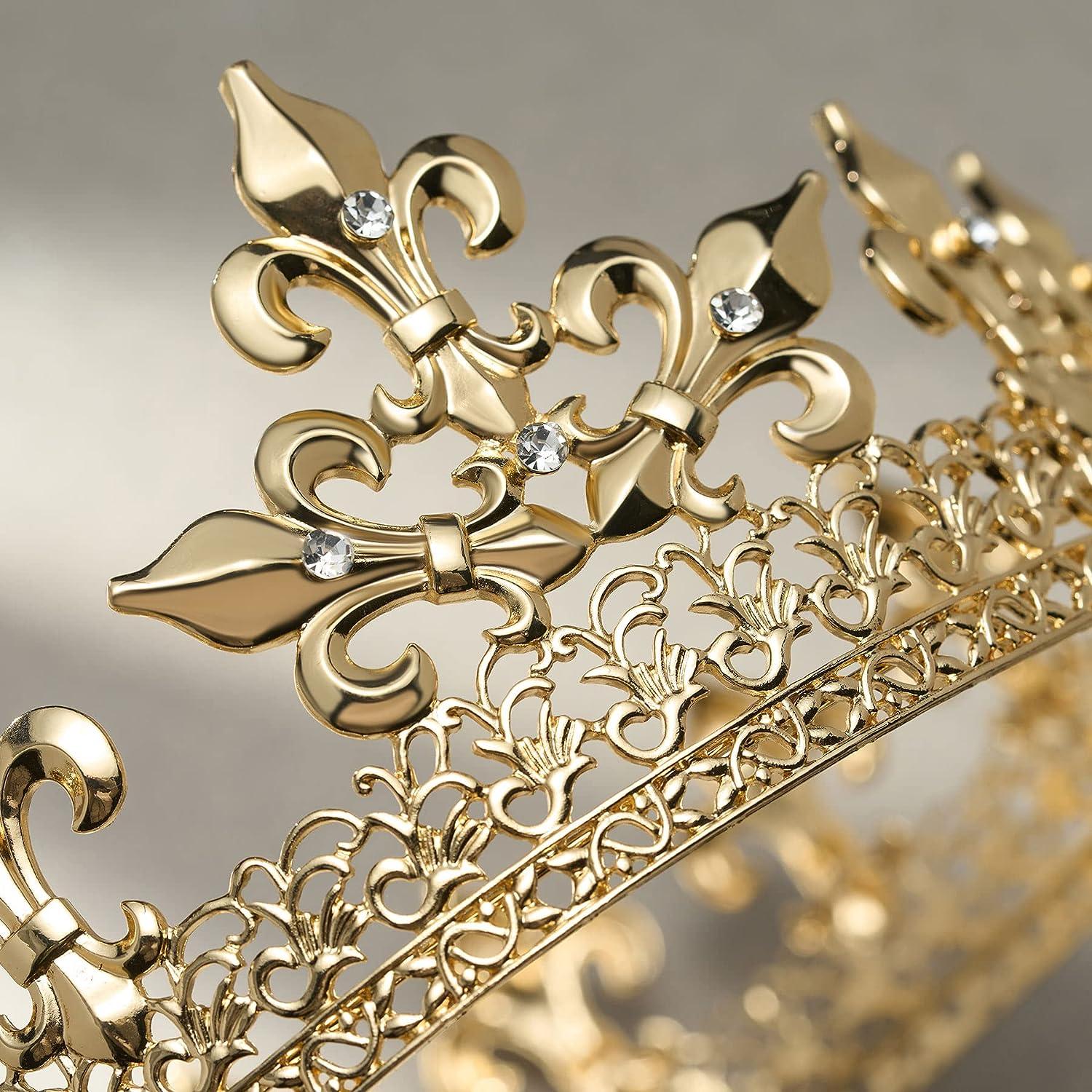Sweetv Gold King Crown For Men Royal Full Prince Tiaras And Crowns Metal Mens Headpieces