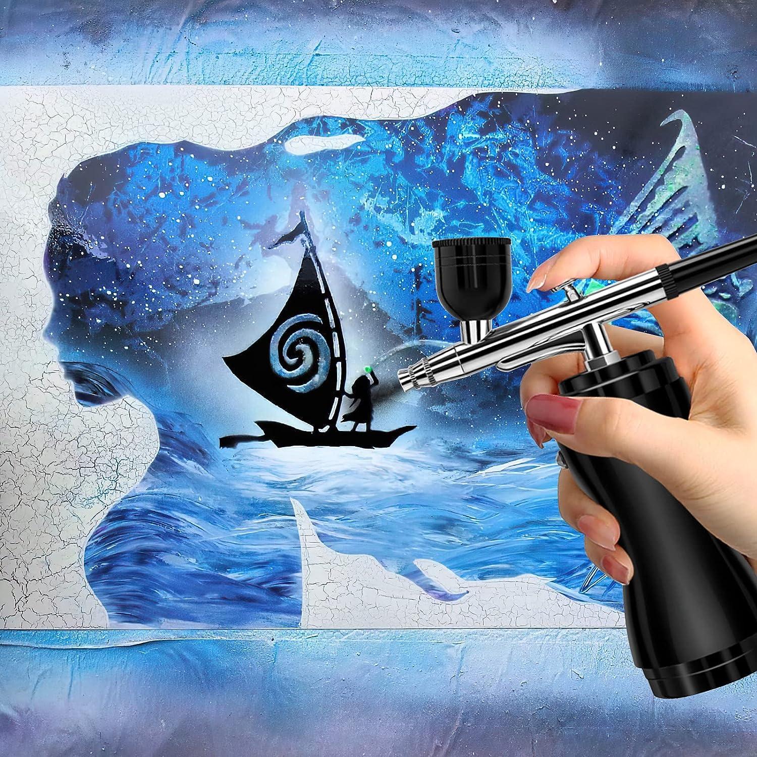 Cordless Airbrush Kits Black Complete Air-brush Spray Paint Tool Set  Rechargable