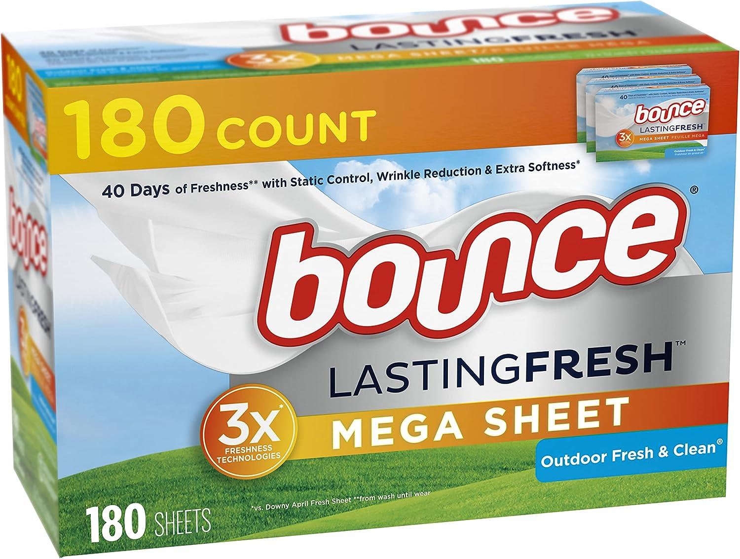 Bounce Lasting Fresh Mega Dryer Sheets, 80 ct, Outdoor Fresh