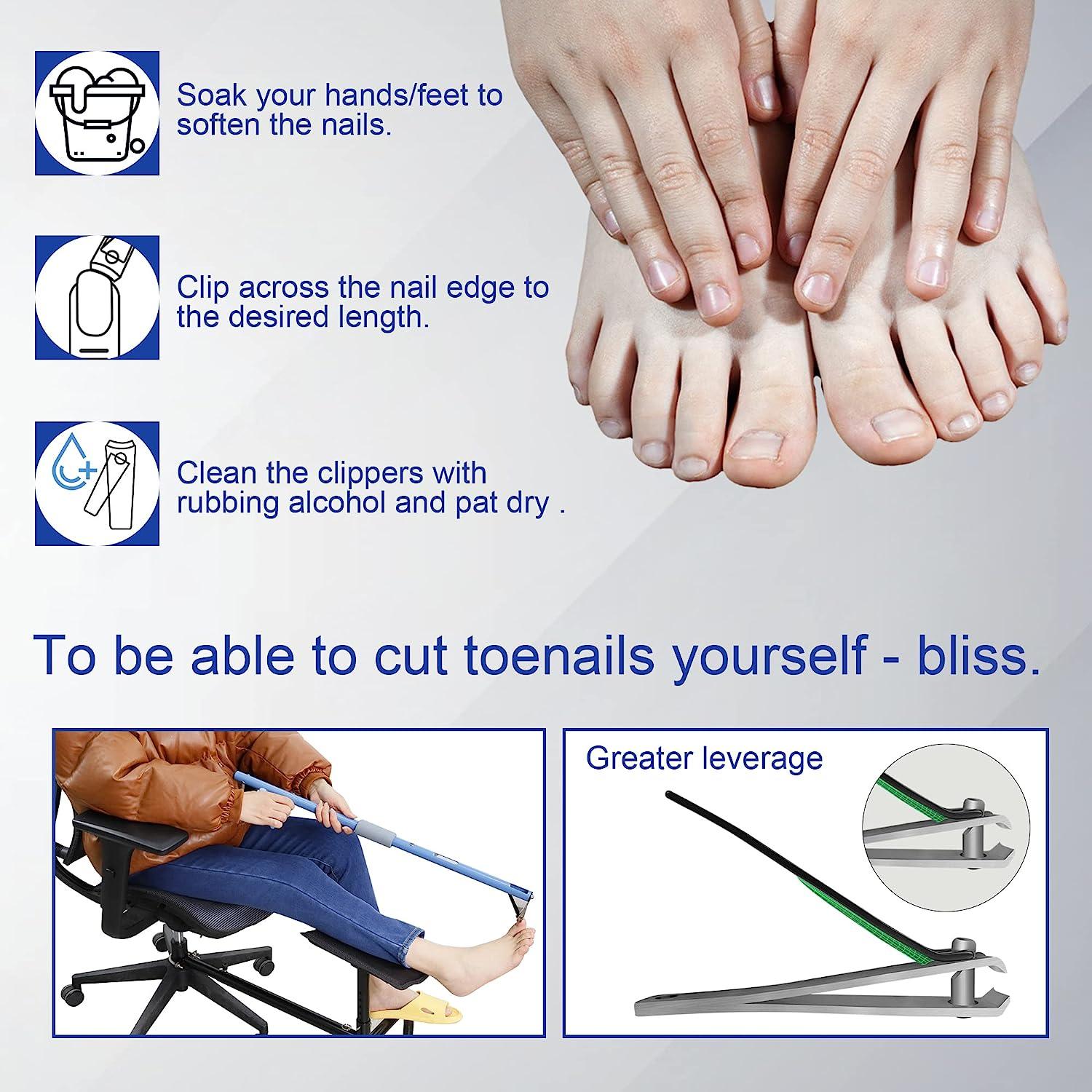 Long Handle Toenail Clippers 4mm Wide Jaw Opening for Seniors Thick  Toenails, Overweight, Obese, Hip and Waist Patients