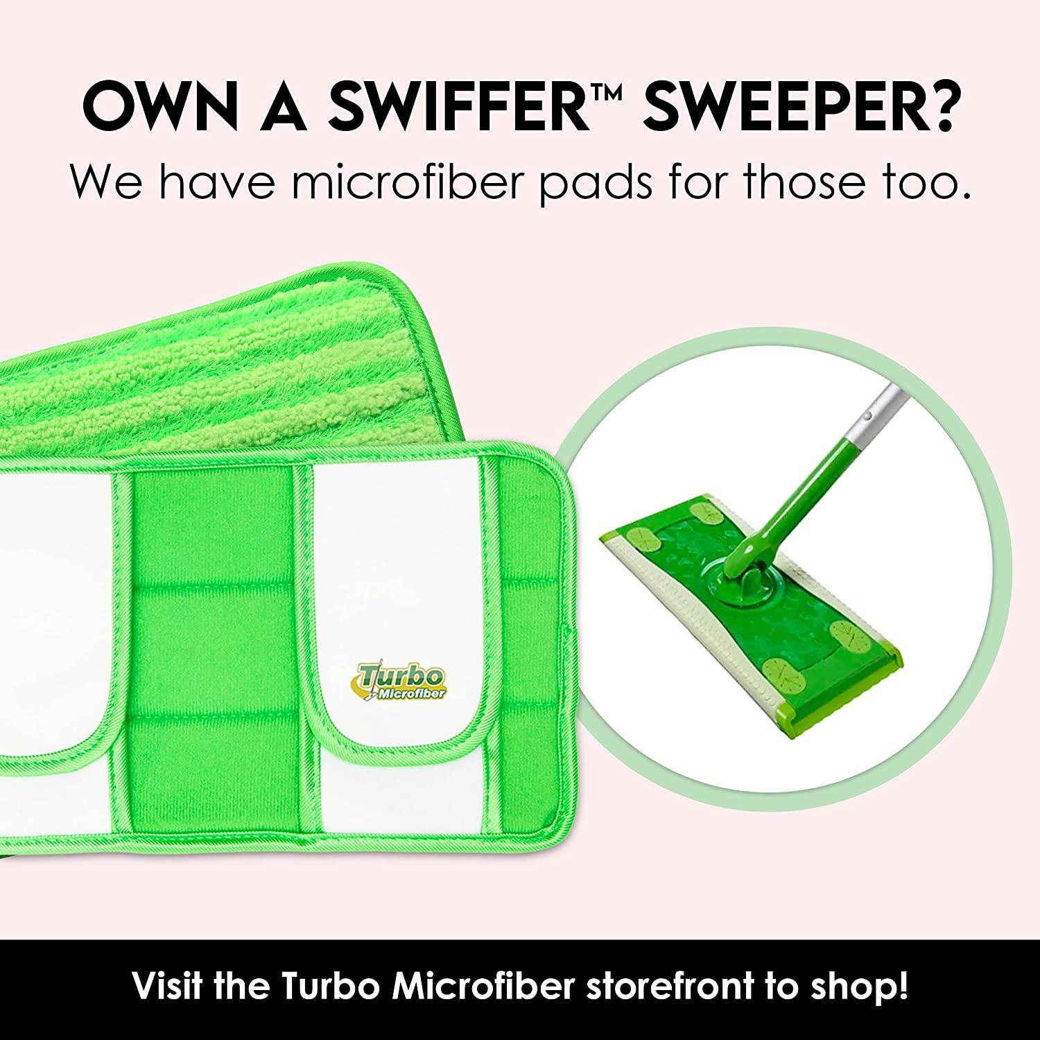 Turbo Microfiber Reusable Mop Pads Fit Swiffer WetJet 12 Inch, 2 Pack