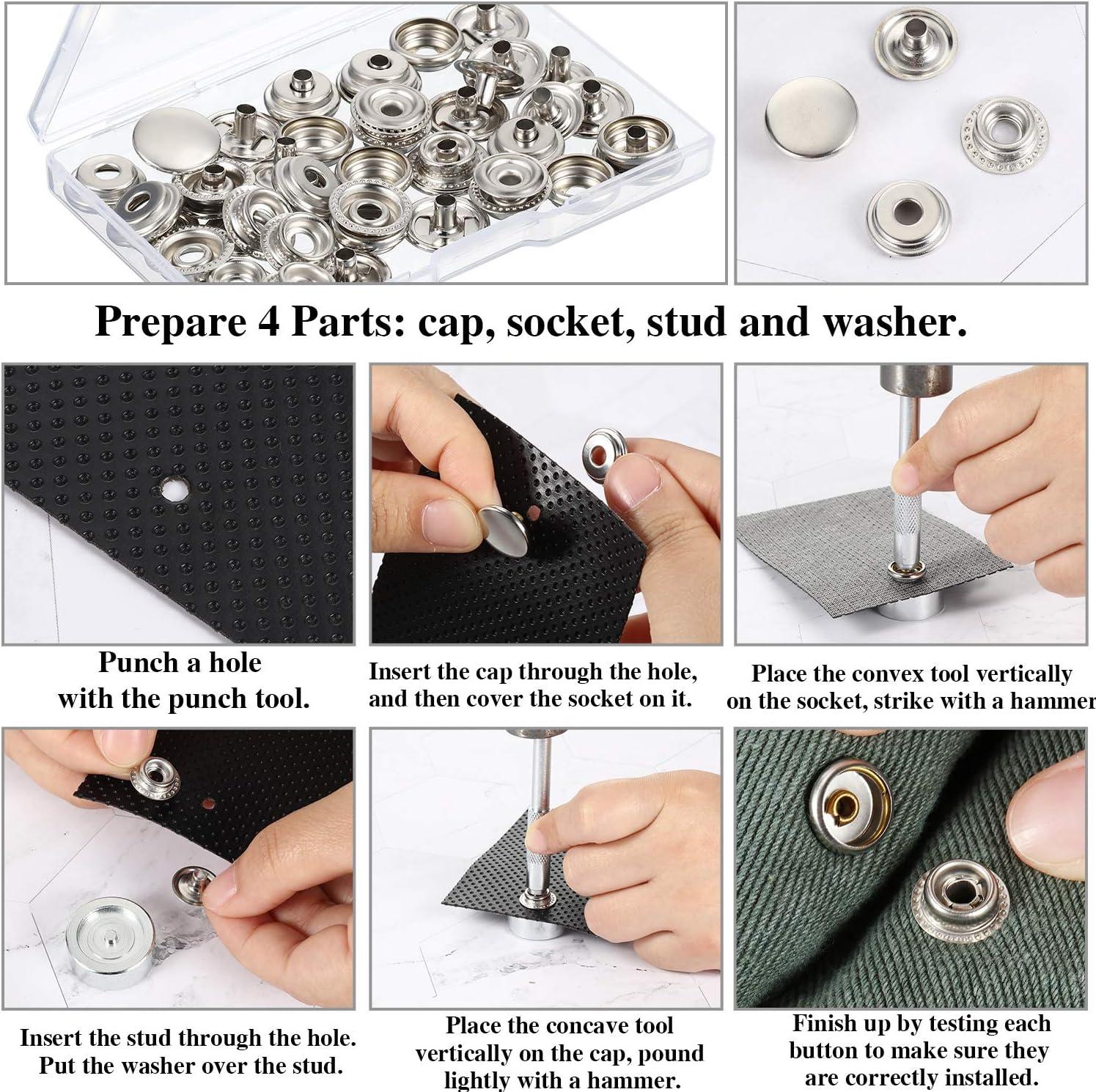 EXCEART 2 Sets Metal Buttons Snaps for Sewing Down Jacket Repair Kit Metal  Snap Fasteners Snap Fasteners Kit Clothes Snap Fasteners Decorating Tools