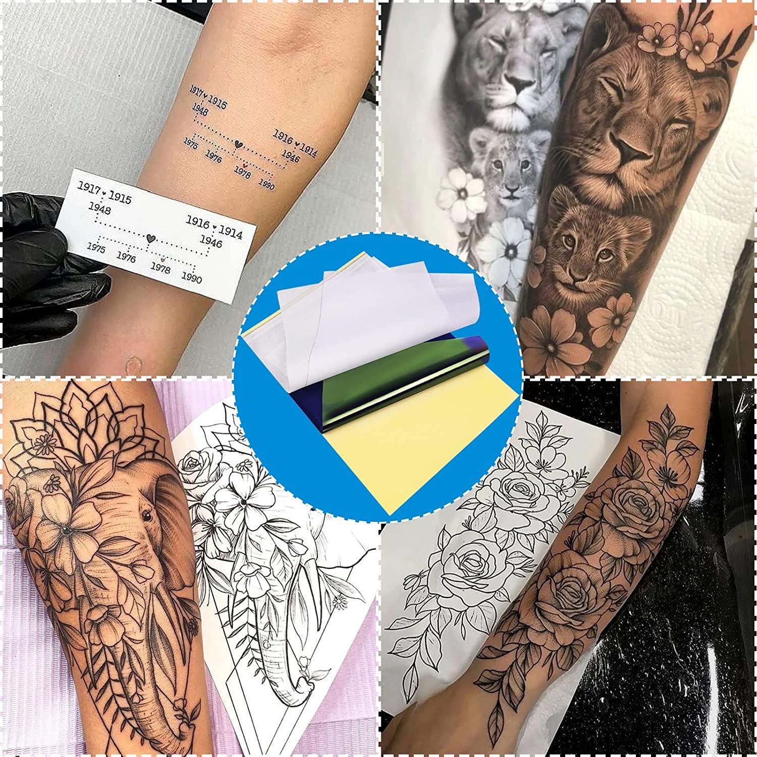 Tattoo Skin Practice with Transfer Paper, LEEYUKA 30PCS Tattoo Fake Skin  and Tattoo Stencil Paper Tattoo Starter Kit with 10PCS Tattoo Skin Practice  20PCS Stencil Paper for Tattoo Supplies 451f+101c-30PCS